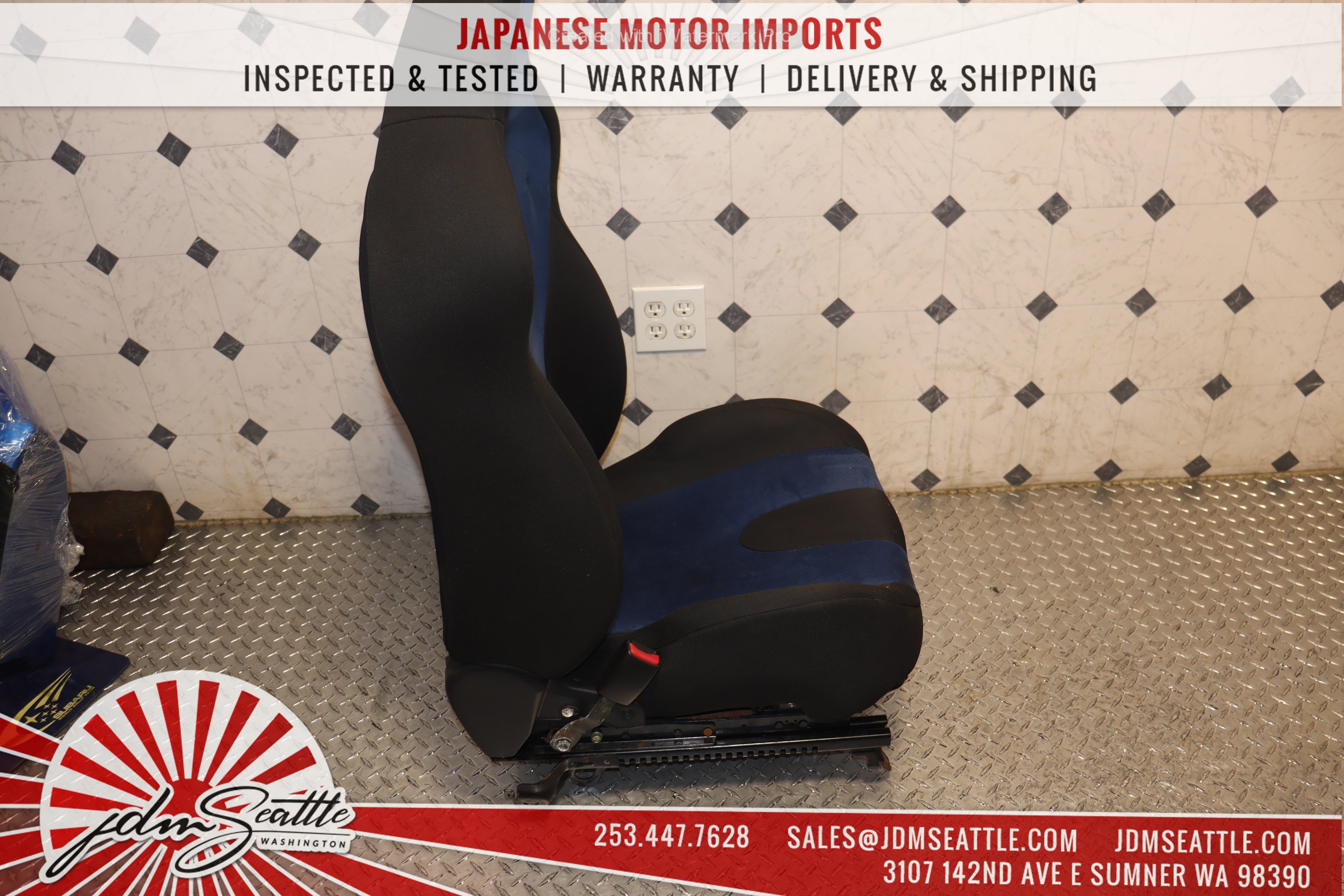 2002-2007 Subaru Impreza WRX STI GDB Complete Blue Front & Rear Seats - JDM Performance Upgrade for Racing & Street Use