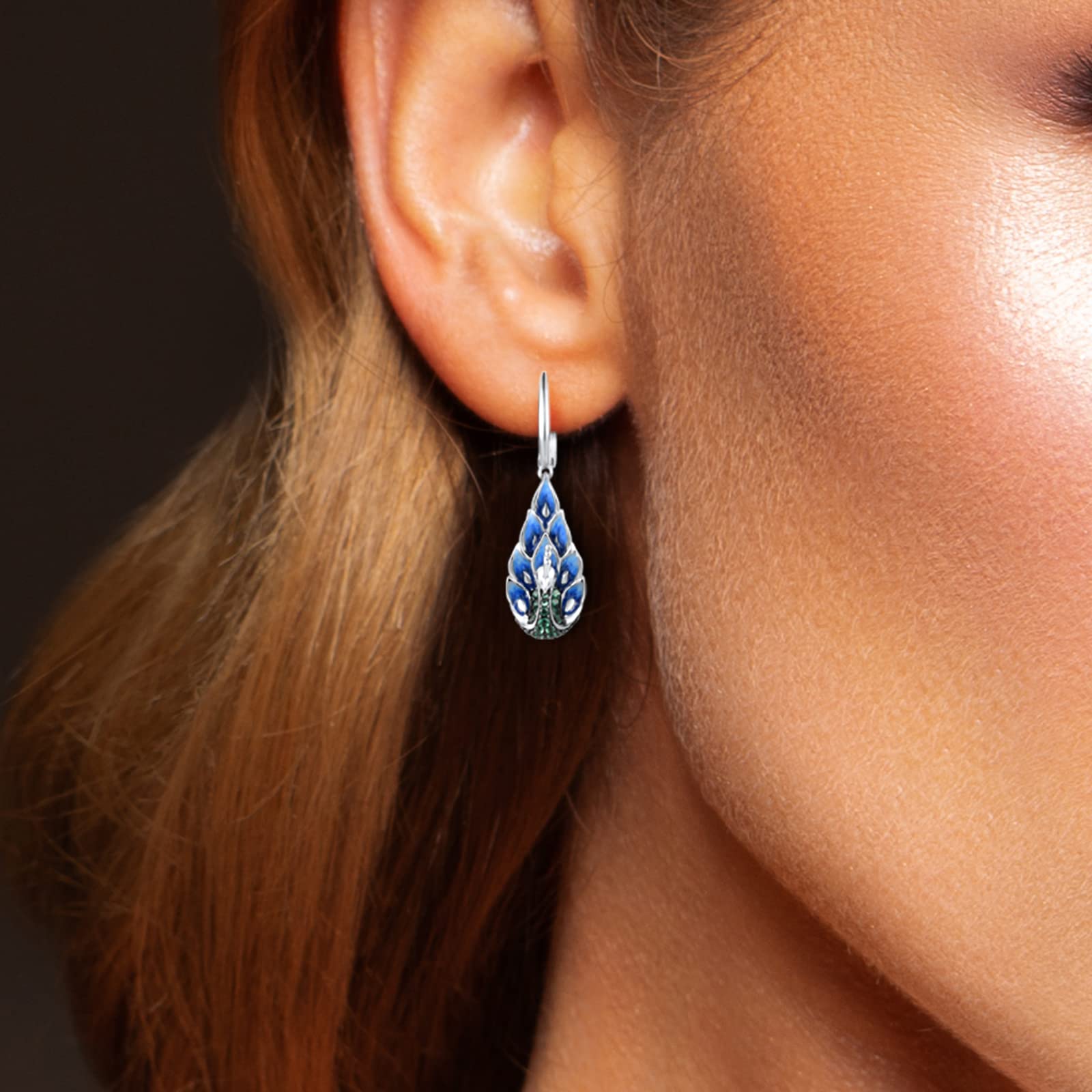 925 Sterling Silver Peacock Dangle Earrings for Women - Handmade Enamel Peahen Drop Earrings | Elegant Jewelry Gift for Birthday, Anniversary & Special Occasions
