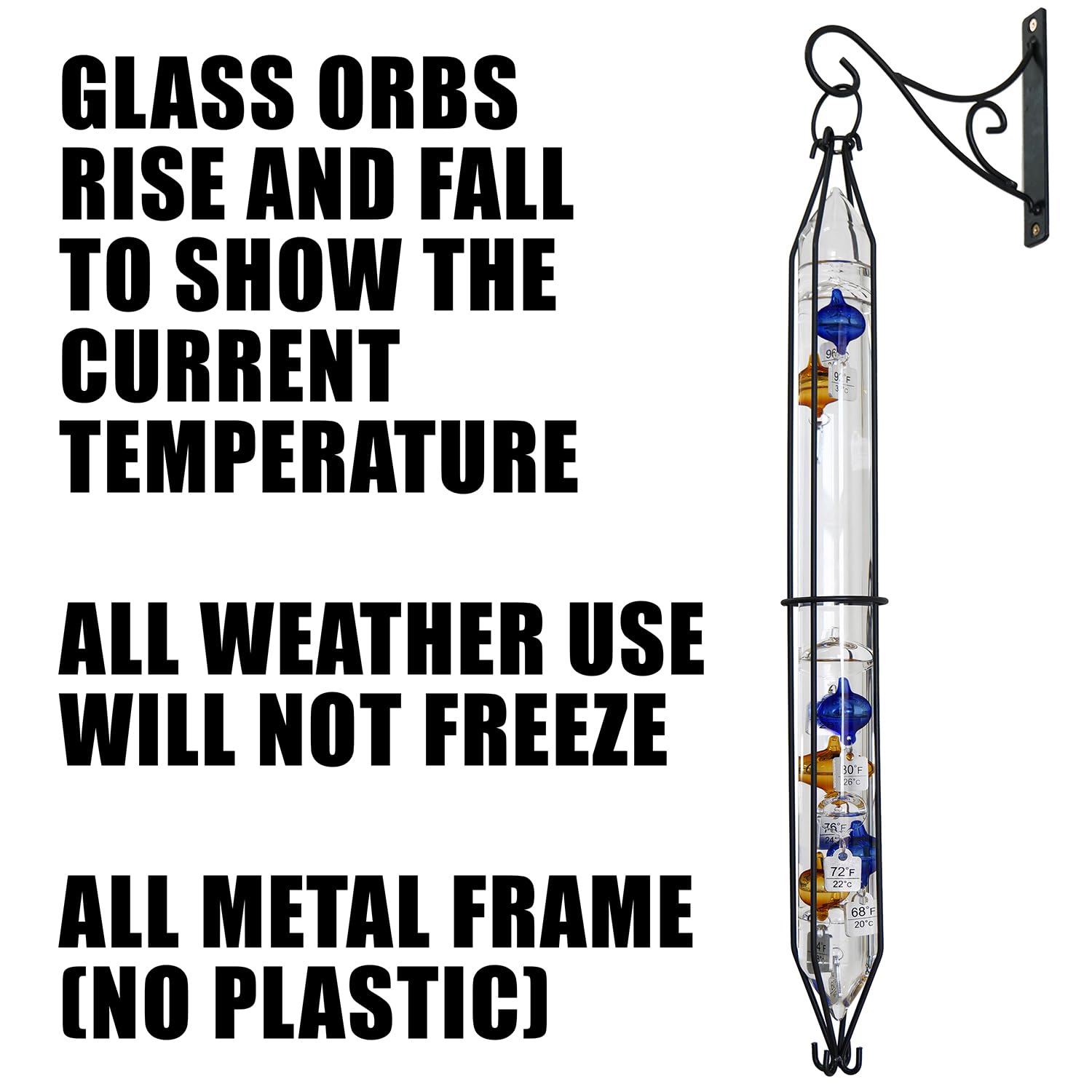 Glass Galileo Thermometer for Outdoor & Indoor Use - 23