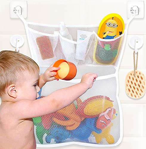 Baby Bath Toy Organizer & Storage Net - Mesh Bath Toy Holder for Bathtub Corner, Shower Toy Basket - Perfect for Tub Toys Organization & Bathroom Storage (Great for Kids' Bath Time Fun & Toy Management)