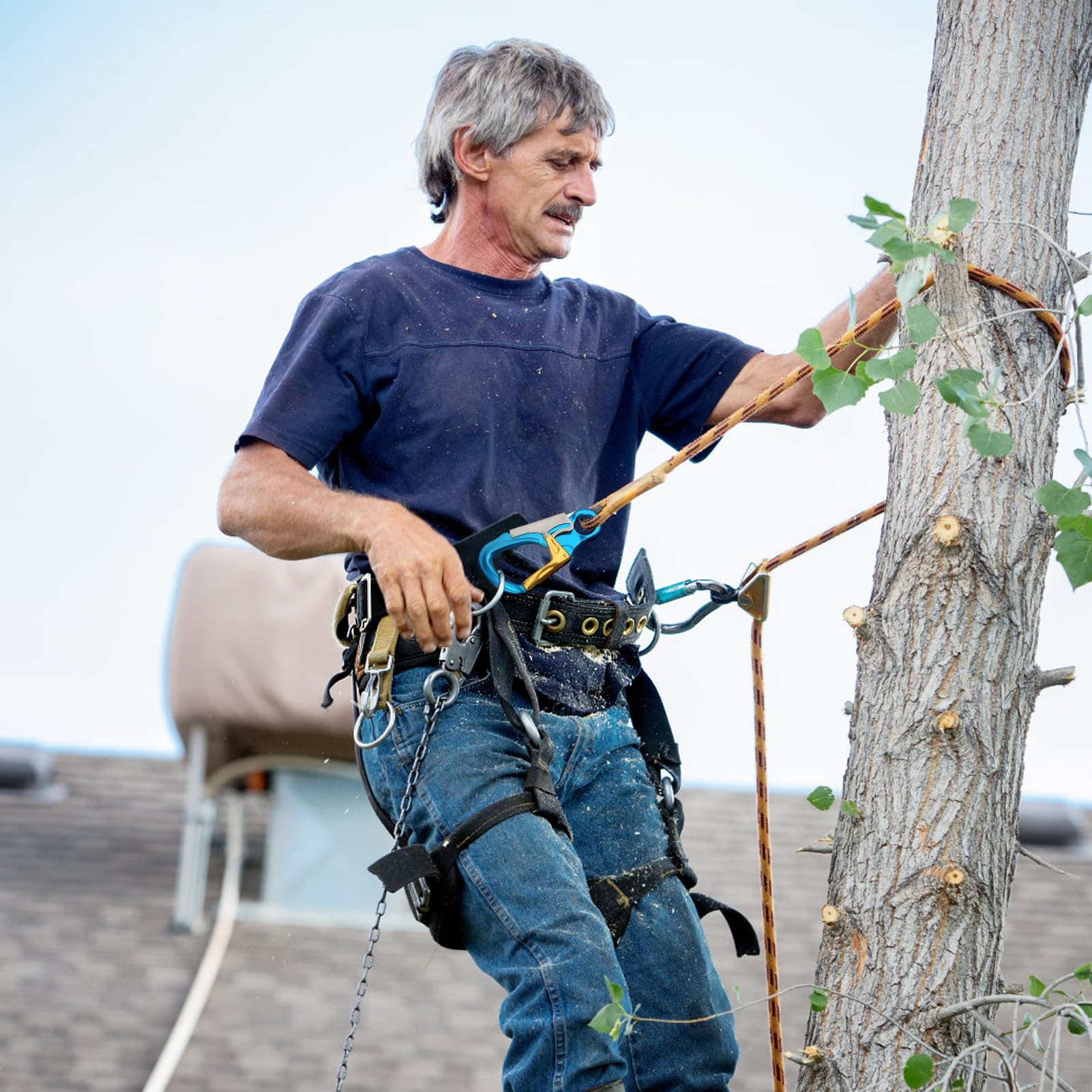 Professional Adjustable Climbing Safety Lanyard - Fall Protection Rope for Tree Climbing & High Altitude Work - Ideal for Arborists, Rock Climbing & Construction Safety Gear