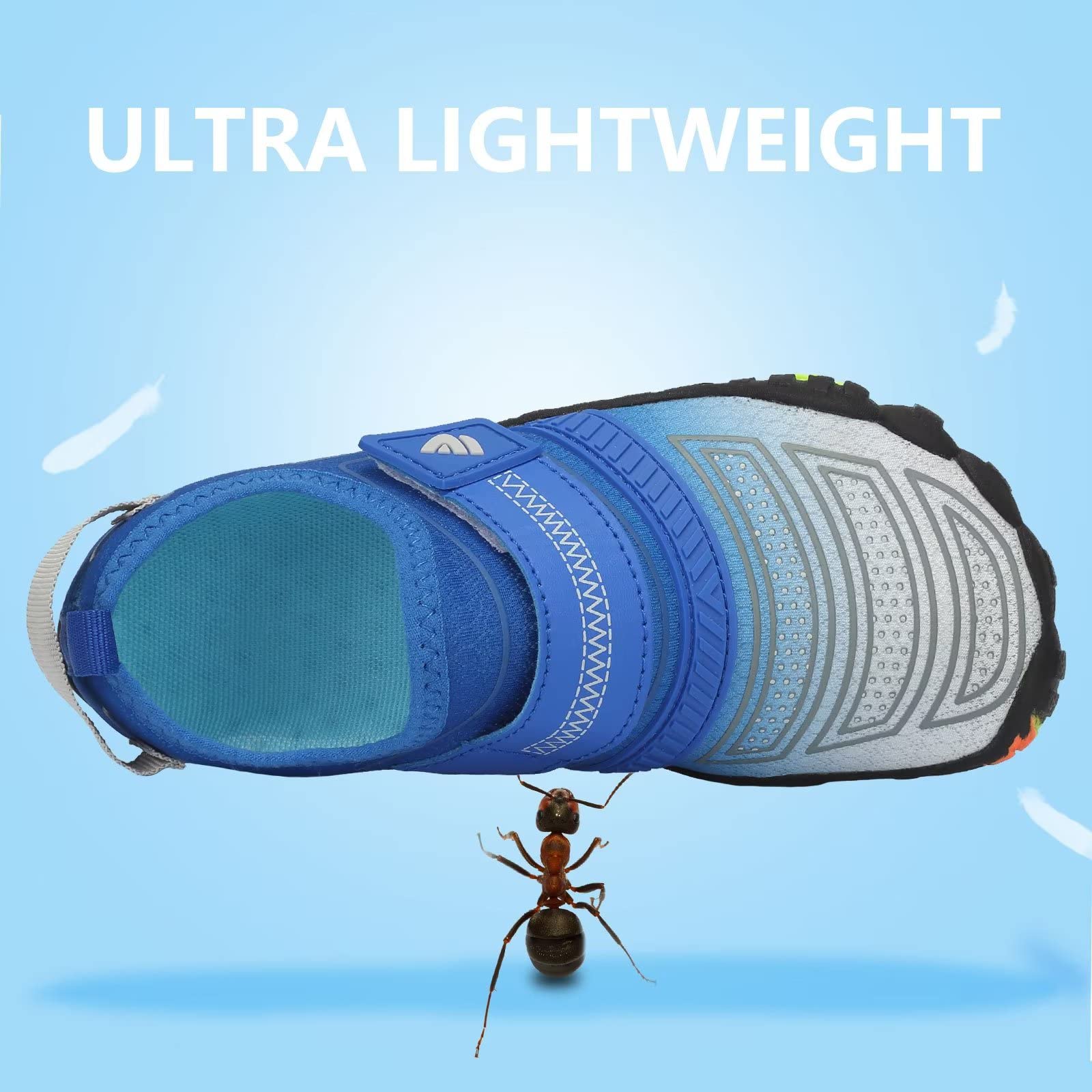 Boys & Girls Water Shoes - Lightweight Comfortable Sole for Easy Walking | Athletic Slip-On Aqua Socks with 5 Toe Design (Toddler/Little Kid/Big Kid) | Perfect for Beach, Pool, Surfing & Water Sports