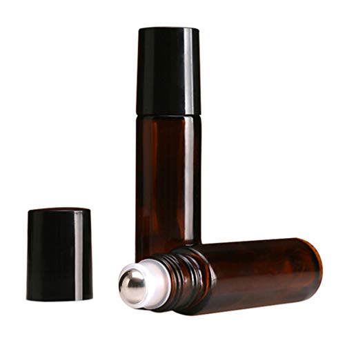 10 Pack 10ml Empty Glass Roll-On Bottles with Stainless Steel Roller Balls - Refillable Essential Oil & Perfume Containers (8.5 x 2 x 2cm) - Perfect for DIY Aromatherapy, Travel & Gift Making