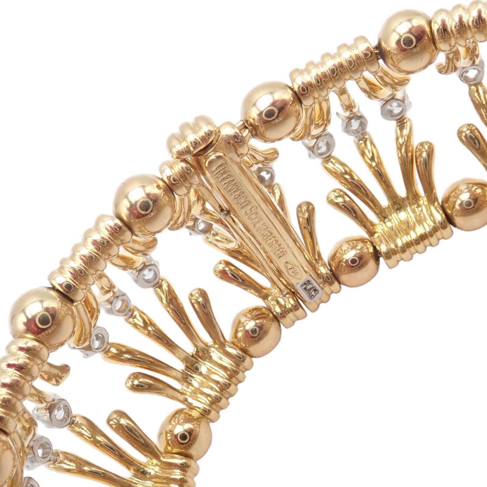 Tiffany & Co Jean Schlumberger 18k Yellow Gold Platinum Diamond Bracelet for Women - Luxury Diamond Tennis Bracelet for Gifts, Anniversaries & Special Occasions