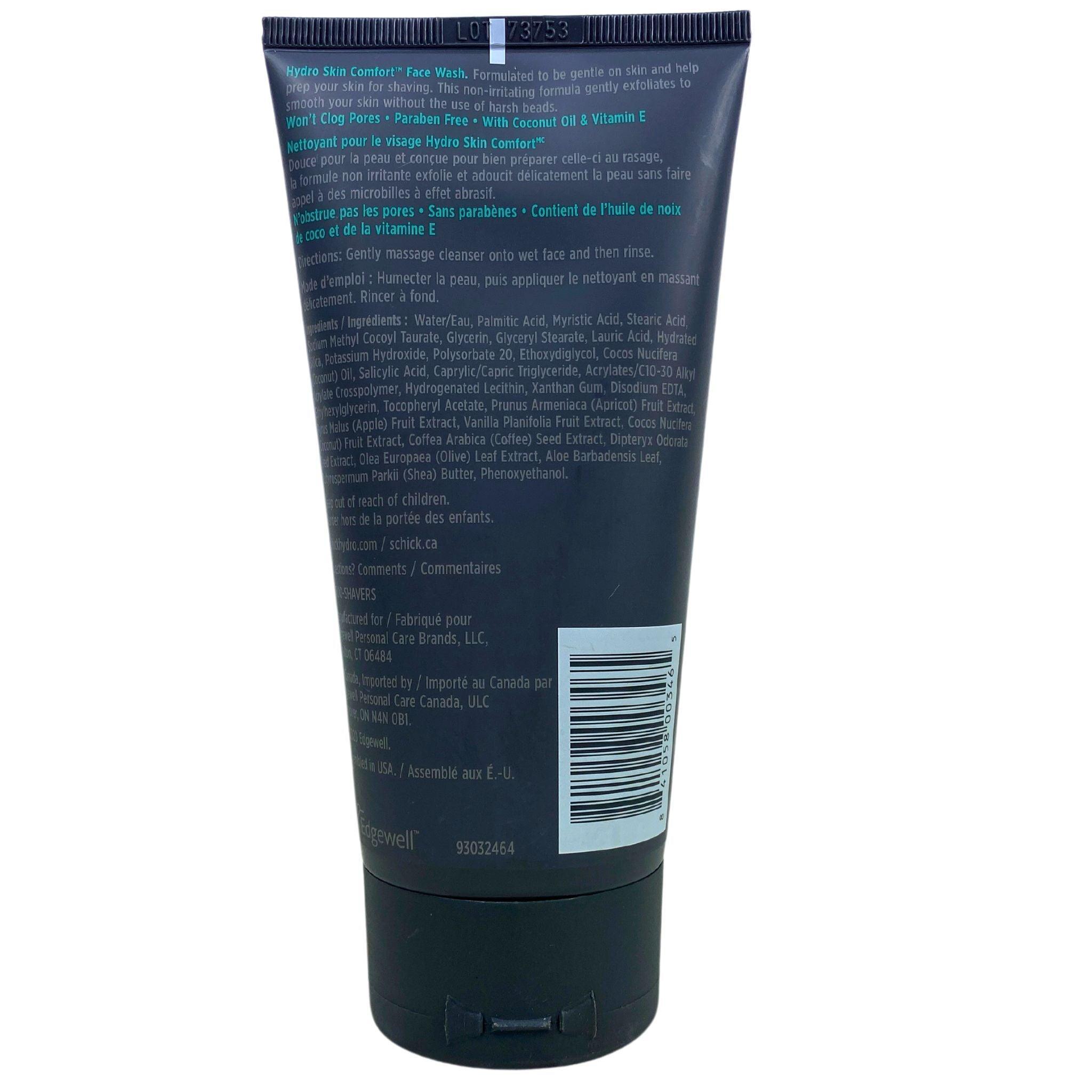 Schick Hydro Skin Comfort Gentle Exfoliating Face Wash with Coconut Oil & Vitamin E - 5 fl oz (50 Pack) | Hydrating & Soothing Daily Facial Cleanser for Sensitive Skin | Perfect for Morning & Night Skincare Routine