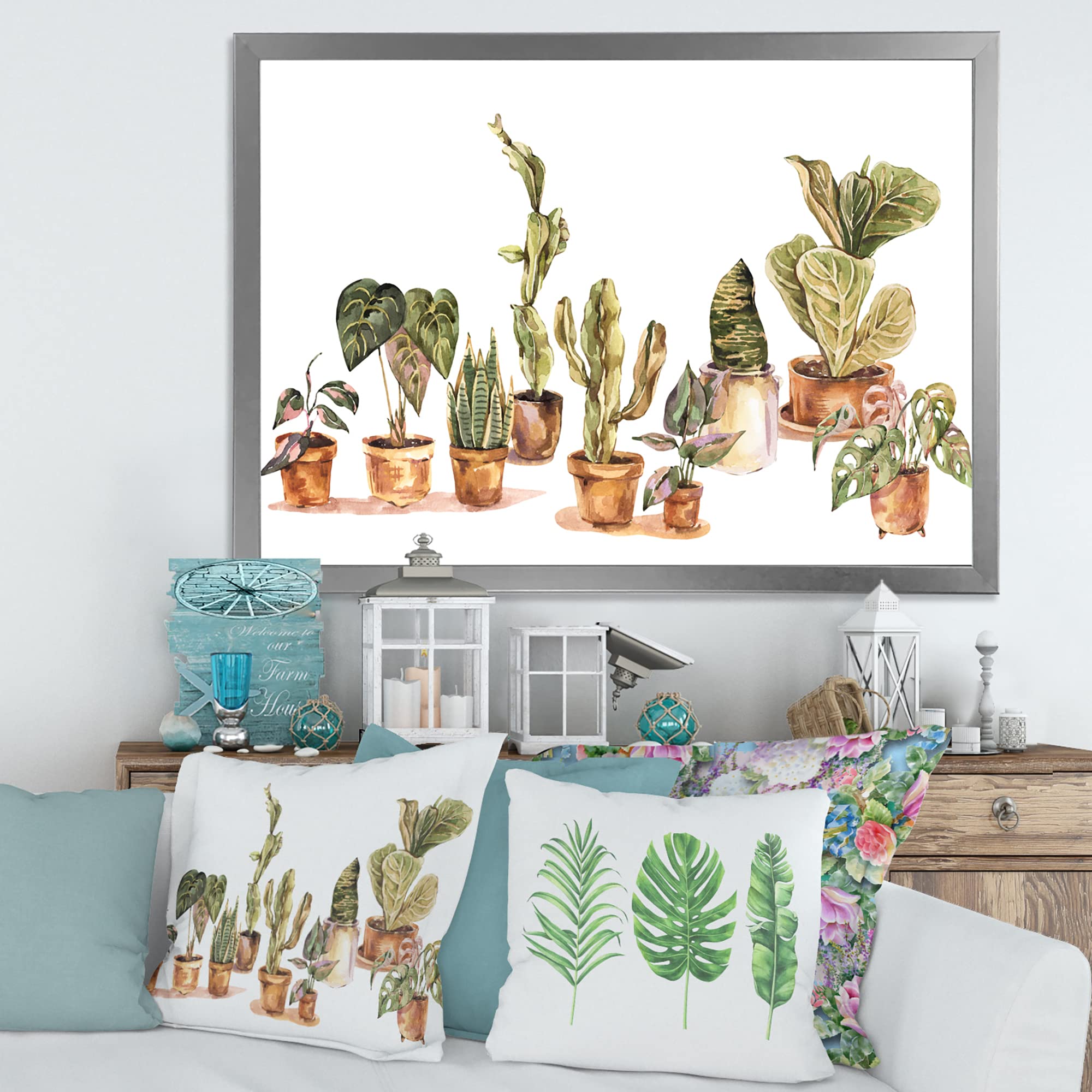Indoor House Plants & Urban Jungle Traditional Framed Wall Art - Perfect for Home Decor, Living Room, Bedroom & Office