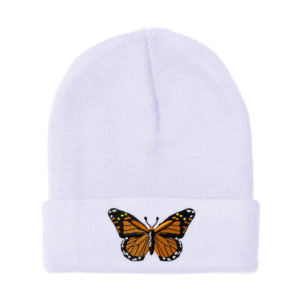 Custom Embroidered Monarch Butterfly Beanie - Acrylic Skull Cap for Men & Women - Warm Winter Hat with Insect Design - One Size Fits All - Perfect for Outdoor Activities, Skiing, and Cold Weather Fashion
