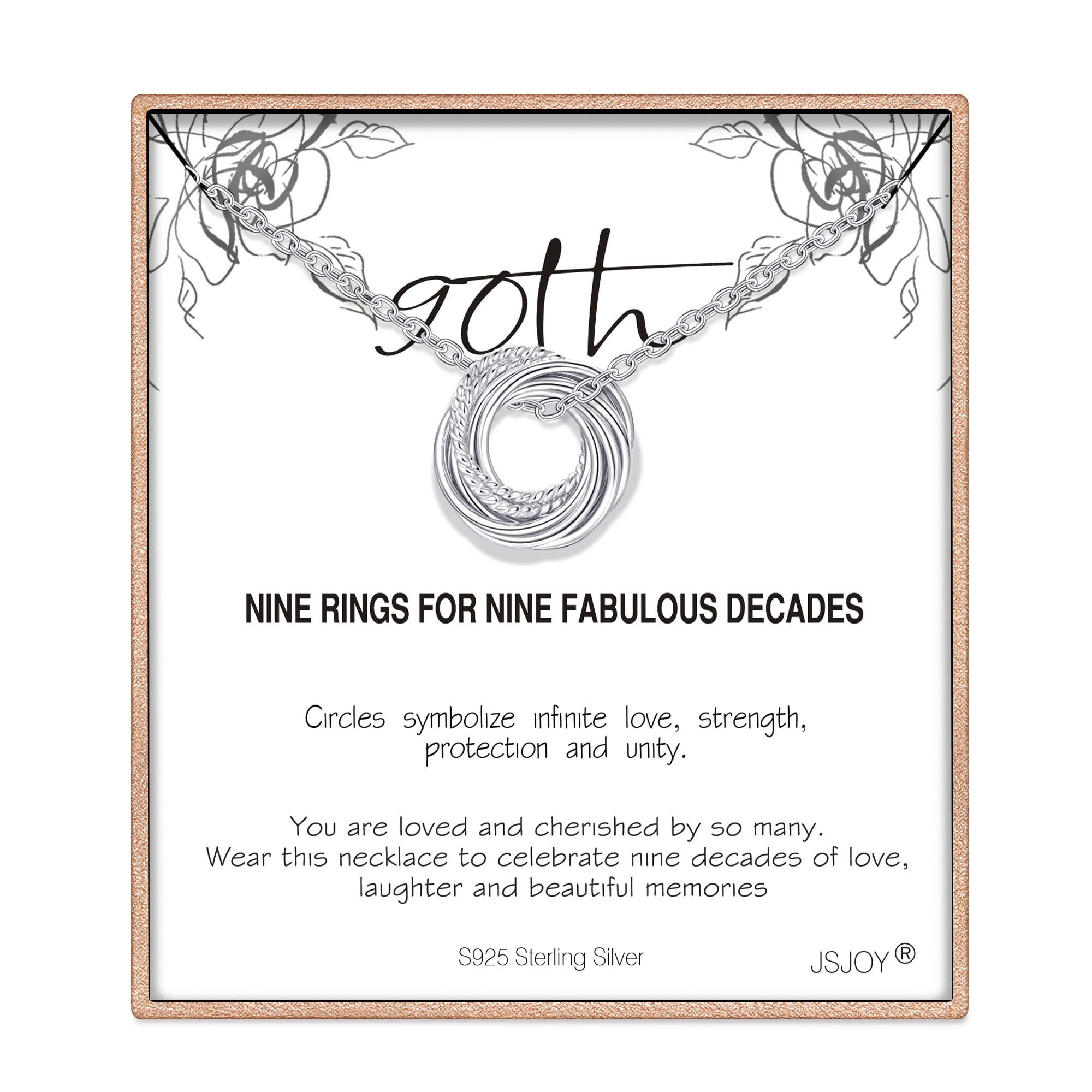 JSJOY Sterling Silver Circle Necklace - Elegant Birthday Gift for Women 30th 40th 50th 60th 70th 80th 90th Anniversary, S925 Jewelry for Mom, Wife, Sister - Perfect for Milestone Celebrations & Special Occasions