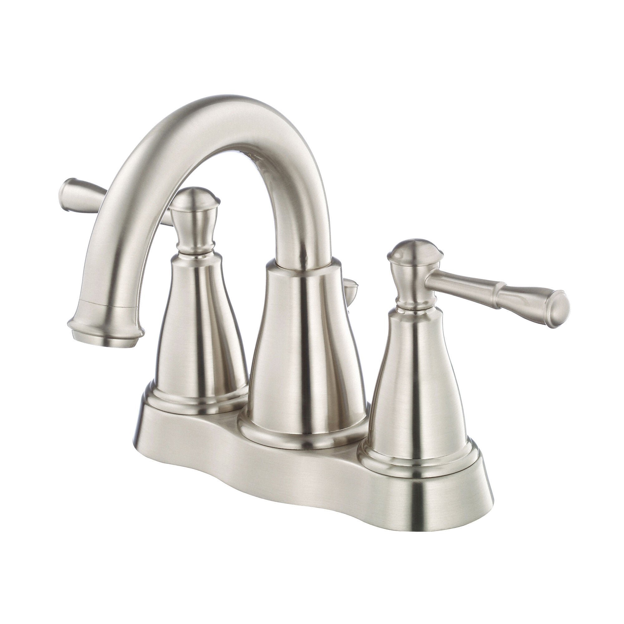 Danze Eastham Brushed Nickel Wavy Handle Centerset Bathroom Faucet with Drain - Modern Bathroom Sink Faucet for Vanity, Powder Room & Guest Bath Installation