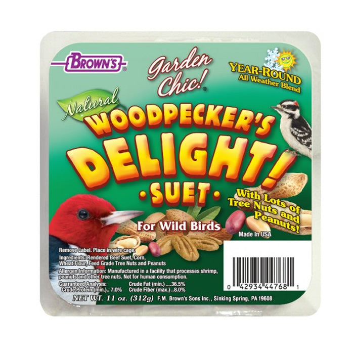 Woodpecker’s Delight Suet Cakes - 8 Pack | High Energy Bird Food for Woodpeckers, Nuthatches & Wild Birds | Perfect for Backyard Bird Feeders & Winter Feeding