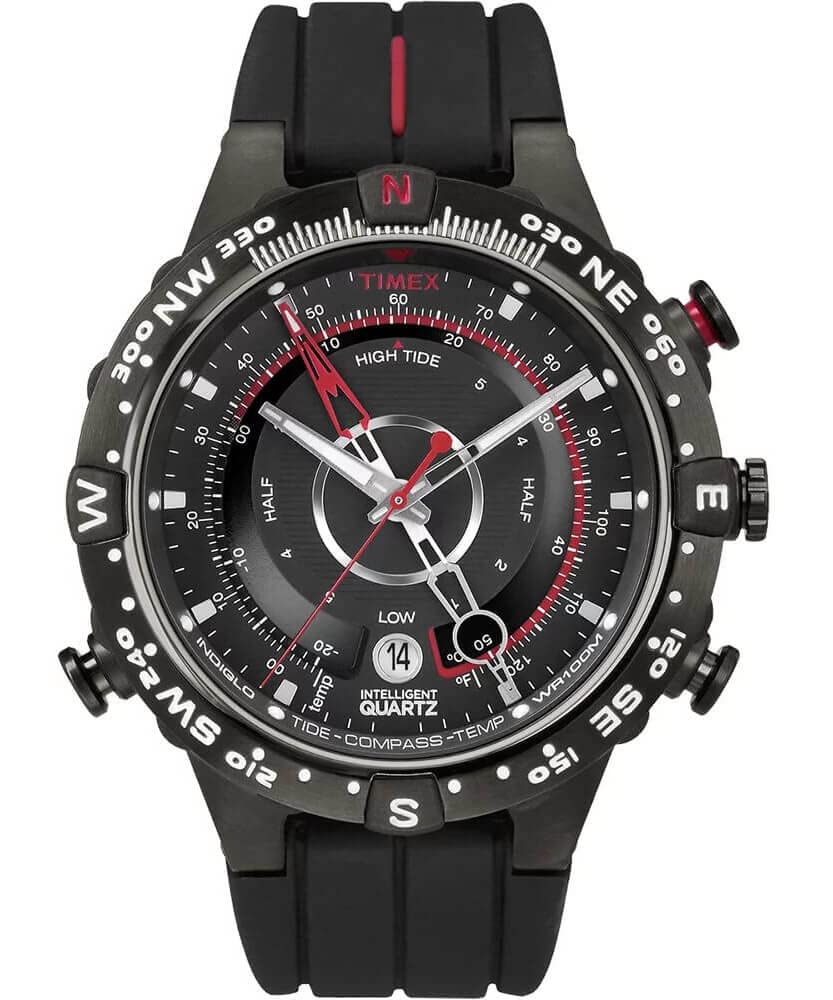 Timex Intelligent Quartz Tide Temp Compass Watch for Men - Waterproof Digital Sports Watch with Tide Tracker, Thermometer & Compass - Perfect for Surfing, Fishing & Outdoor Adventures
