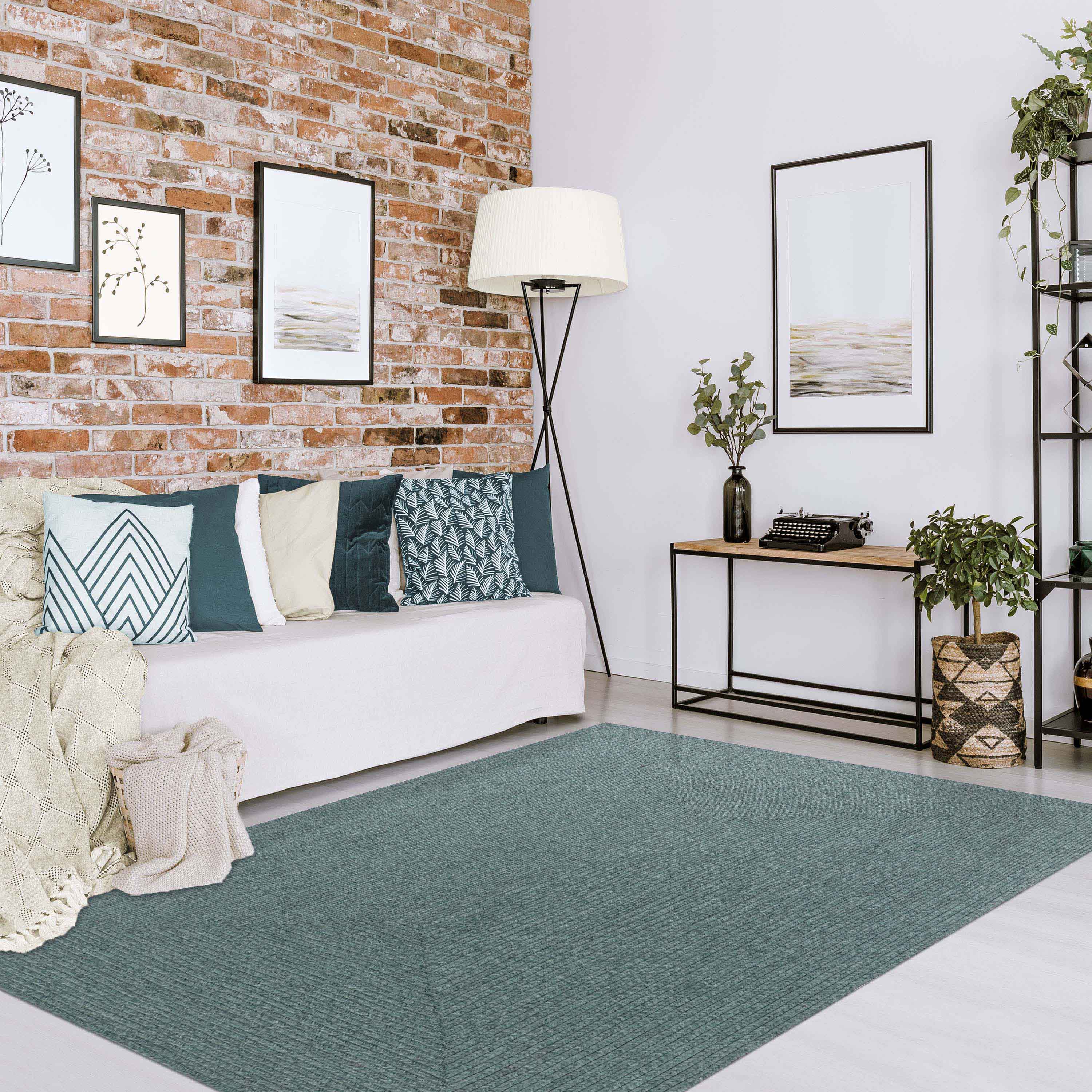 Bohemian Rectangle Braided Area Rug - Non-Slip Indoor Outdoor Rug for Living Room, Bedroom, Patio - Soft Woven Jute Natural Fiber Floor Mat for Home Decor