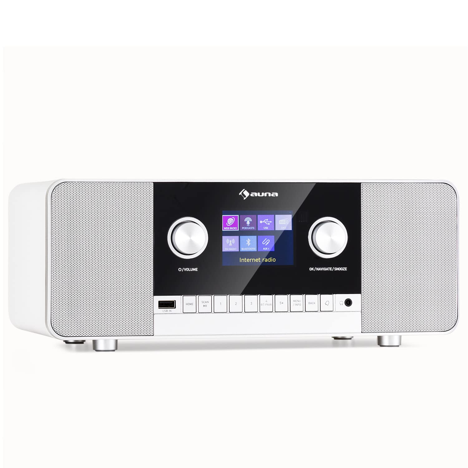 Auna Rechargeable DAB/FM Digital Radio with Bluetooth 5.0 - 15W Stereo Speakers, TFT Display, Streaming Support & Alarm Clock - Portable Wireless Radio for Home, Office, Kitchen, Bedroom and Outdoor Use