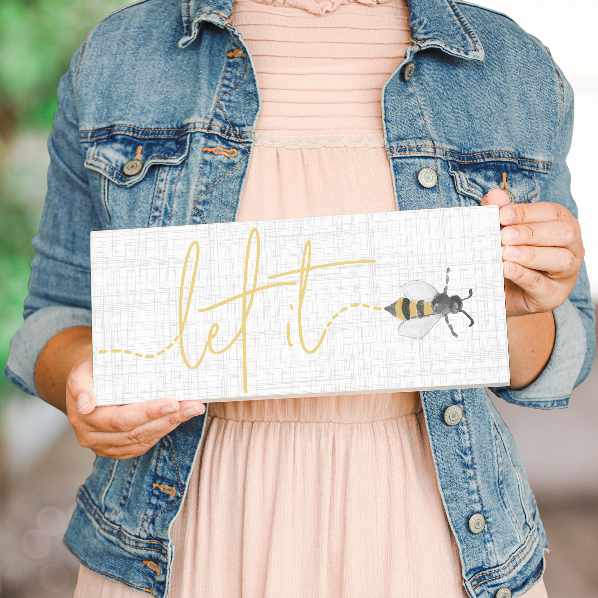Simply Said, INC Inspire Boards - Let it Bee Rustic Wood Sign, 12 x 5.5 Inch Distressed Farmhouse Decor ISB1339 - Perfect for Home, Office & Gift Giving
