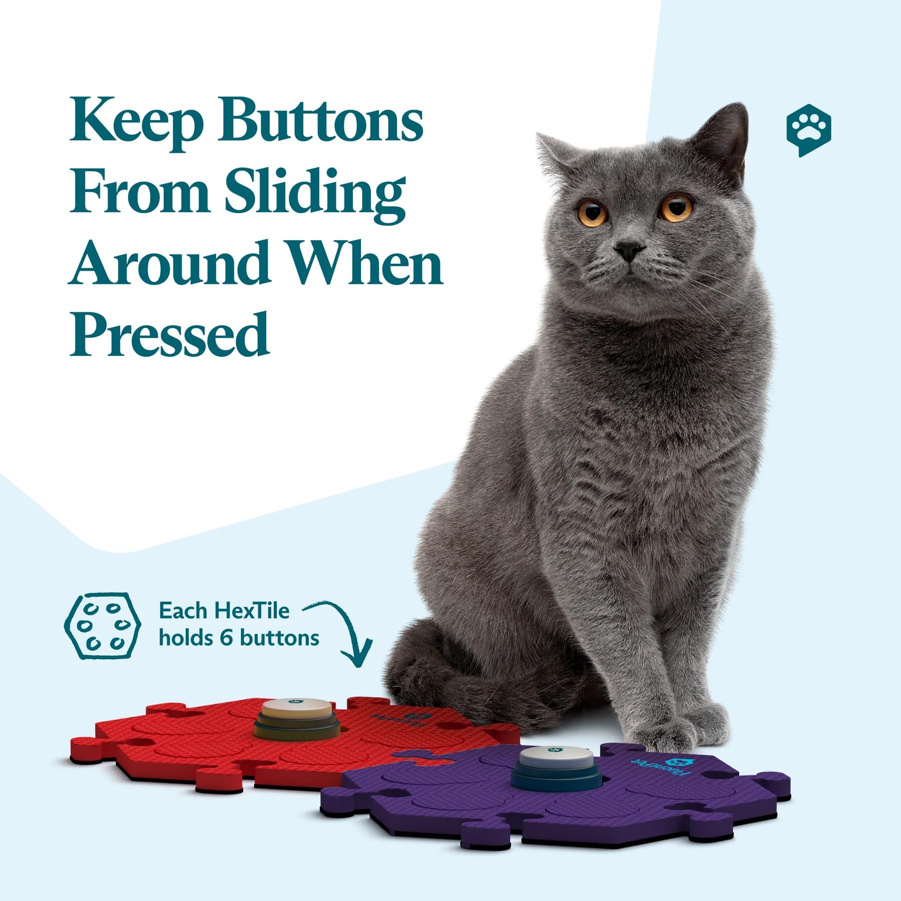 FluentPet Basic Tester Kit - 2 Dog Talking Buttons with Pre-Installed Batteries & 2 HexTiles | Pet Communication Buttons for Training & Bonding | Perfect for Home, Park & Vet Visits