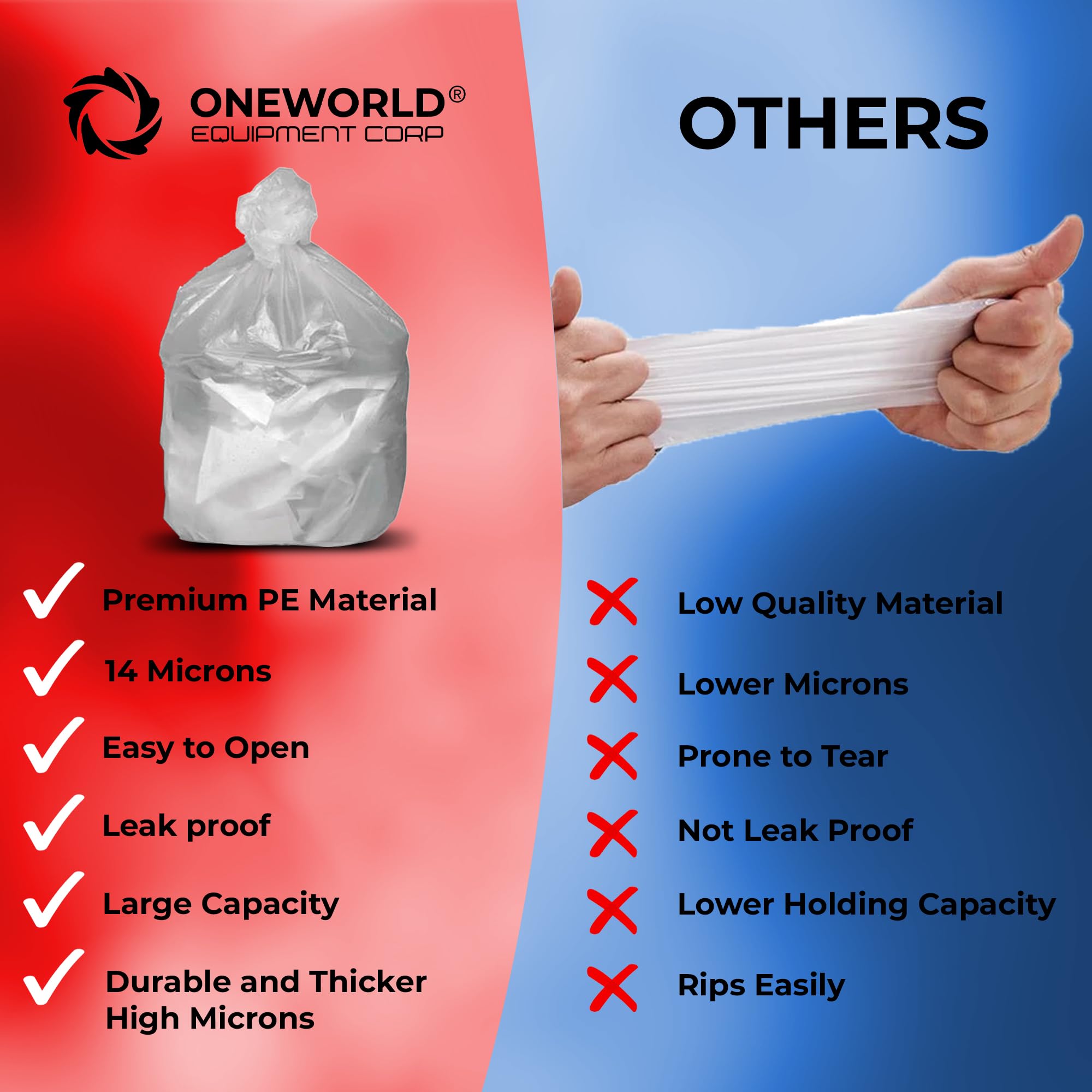 250 Pack Heavy Duty 40-45 Gallon White Trash Bags - Extra Large All Purpose Garbage Bags for Yard Waste, Recycling, Kitchen & Outdoor Use | Durable Leak Proof Waste Disposal Bags for Home, Office & Commercial Use
