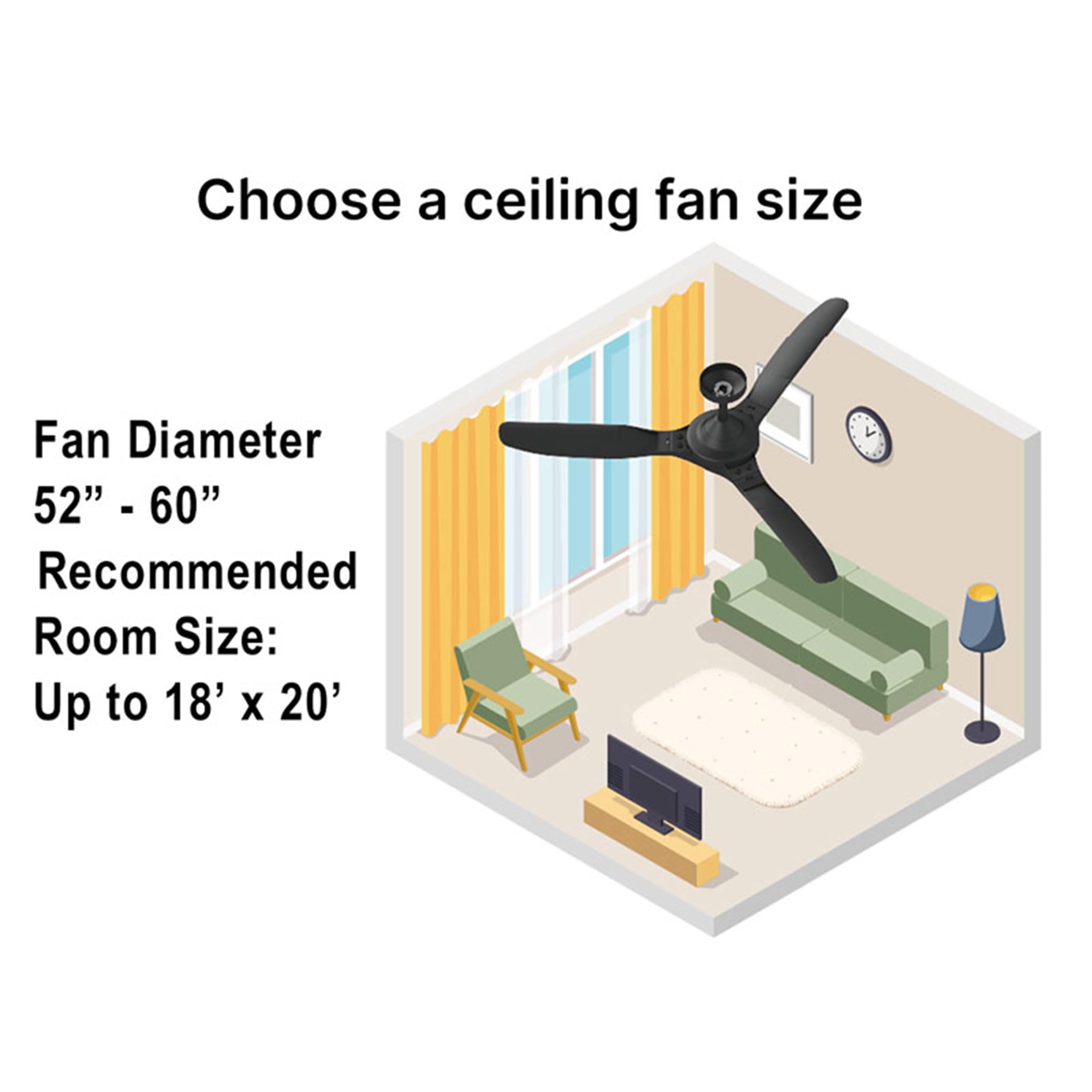 Breez Delta 52 Inch Ceiling Fan with LED Light and Remote Control - Indoor Outdoor Ceiling Fan for Bedroom, Living Room, Patio - White (Benicia Collection)