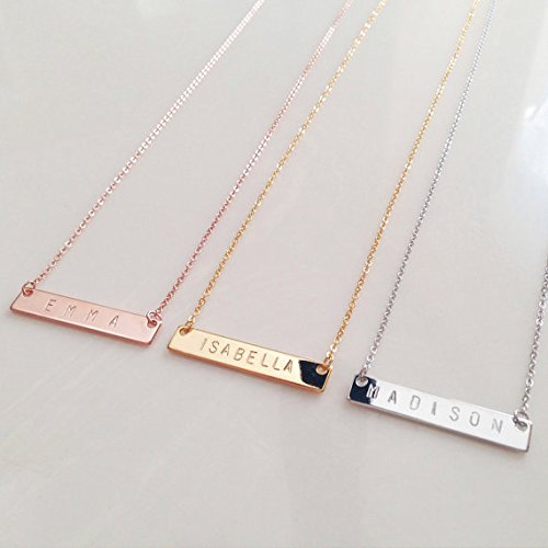 10Pcs 16K Gold Plated Stamping Blank Bar Pendant Name Plate - 1.35x0.28 Inch (34.3x7mm) Jewelry Making Supplies for Necklaces, Bracelets & DIY Craft Projects