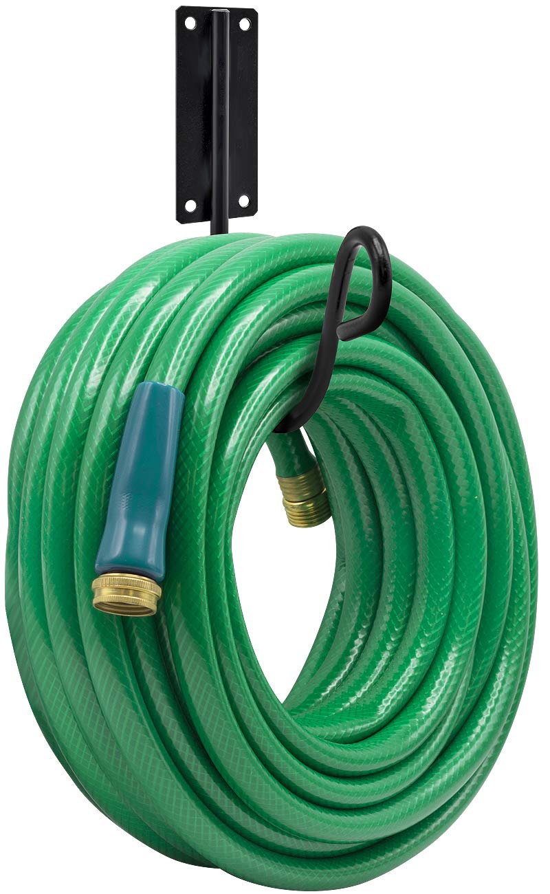 Sorbus Wall Mounted Garden Hose Holder Hook - Heavy Duty Wrought Iron Hose Reel Storage Hanger for Yard, Lawn & Outdoor Watering - Perfect for Organizing Garden Hoses, Sprinklers & Irrigation Systems (Black)