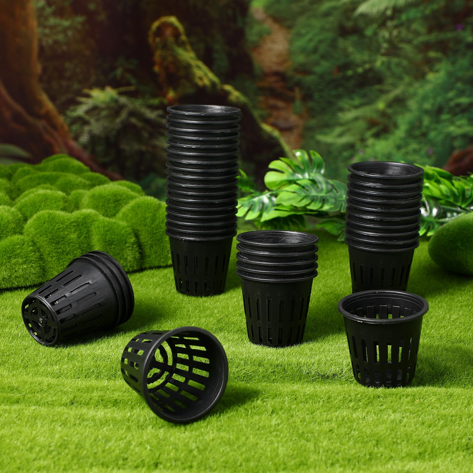 Yardwe 40PCS 2 Inch Hydroponic Net Pots - Black Plastic Garden Net Cup Buckets for Hydroponics, Aquaponics & Seed Starting - Perfect for Indoor Herb Gardens, Hydroponic Systems & DIY Planters