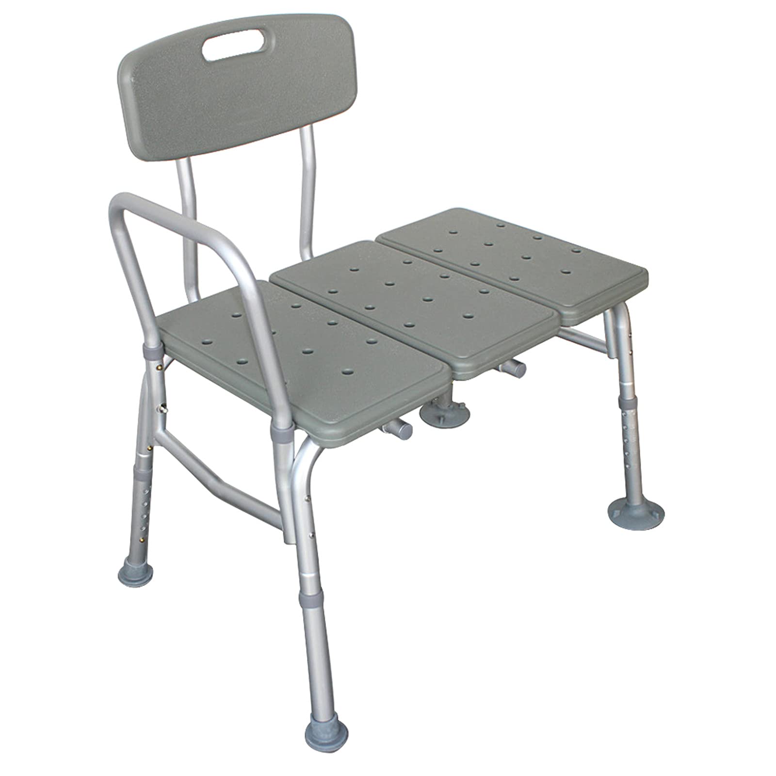 GT3-DL Medical Bathroom Safety Shower Chair - Aluminum Alloy Transfer Bench with Backrest & Handles (Gray) - Ideal for Elderly & Disabled Bathing Assistance