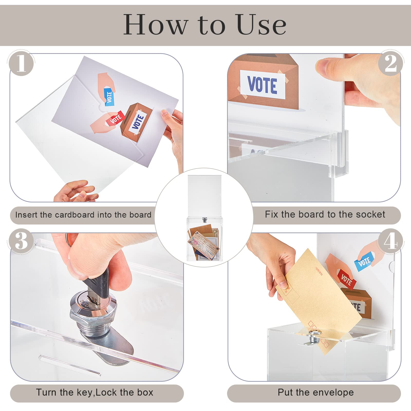Juexica 16 x 6.7 x 5 Inches Clear Acrylic Donation Box - Voting Ballot Box, Raffle Box, Employee Suggestion Box for Charity Events, Fundraisers & Office Collections (1 Piece) - Perfect for Restaurants, Retail Stores & Community Centers