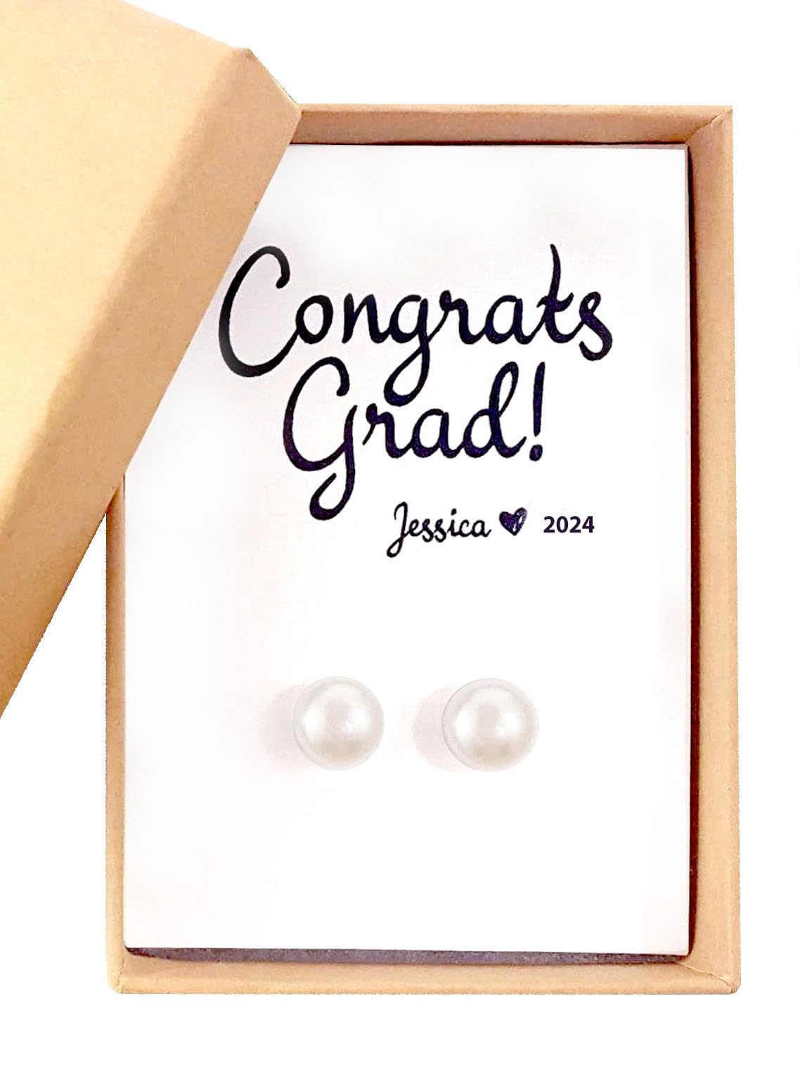 Class of 2025 Graduation Jewelry Gift - Sterling Silver Pearl Stud Earrings for Women | Perfect College Graduation Present for Her | Commencement, Achievement Celebration & Special Occasion Gift