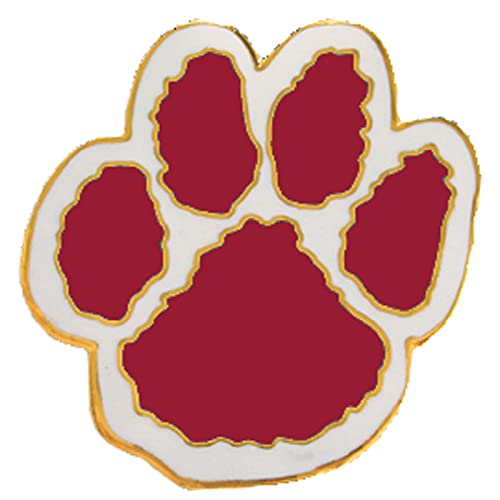 Jones School Supply - 100 Pack Maroon & White Paw Mascot Lapel Pins - Custom Paw Print Award Pins for Sports Teams, School Events & Recognition Ceremonies