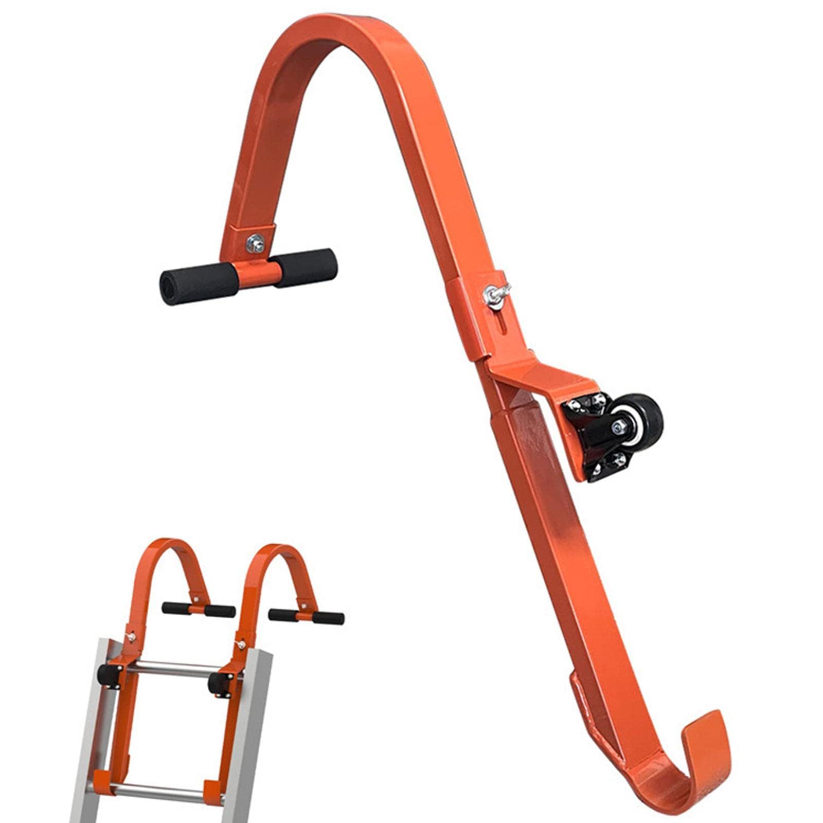 Heavy Duty Telescopic Ladder Stabilizer with Wheels - 1 Pair of Roof Ladder Hooks & Gutter Attachments for Secure Roof Access | Perfect for Home Repairs, Construction Work, and Professional Roofing Projects