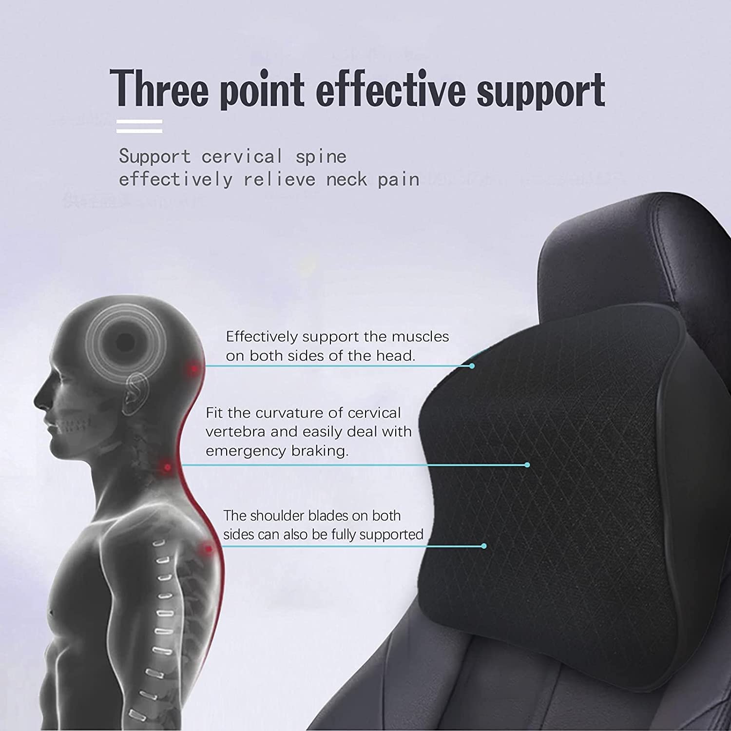 Premium Memory Foam Car Neck Pillow - Ergonomic Neck Support for Drivers & Passengers - Relieves Neck Pain - Fits Most Vehicles, Office Chairs & Travel - Black (Pack of 1) - Perfect for Long Drives, Commuting & Work Comfort