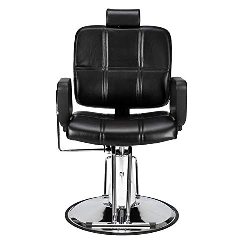 Professional Barber Chair Reclining Hairdressing Salon Chair for Women & Men - Black Leather Styling Chair for Haircuts, Shaving & Styling - Perfect for Salons, Barbershops & Home Use