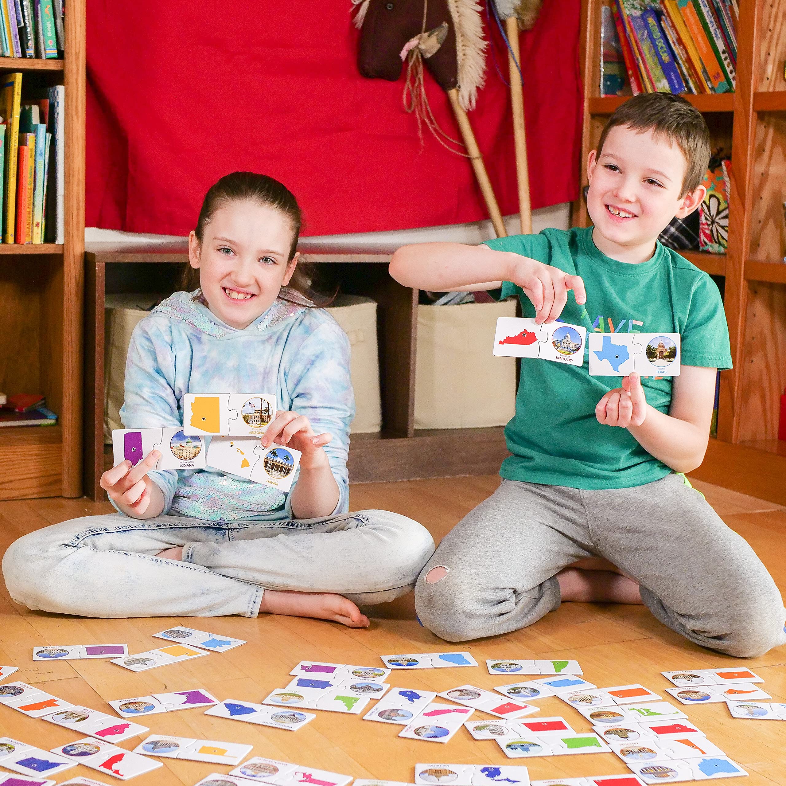 Match It! States & Capitals Puzzle Flash Cards – 50 Self-Correcting Two-Piece Learning Game – Award-Winning Educational Toy for Kids – Perfect for Homeschooling & Classroom Geography Lessons