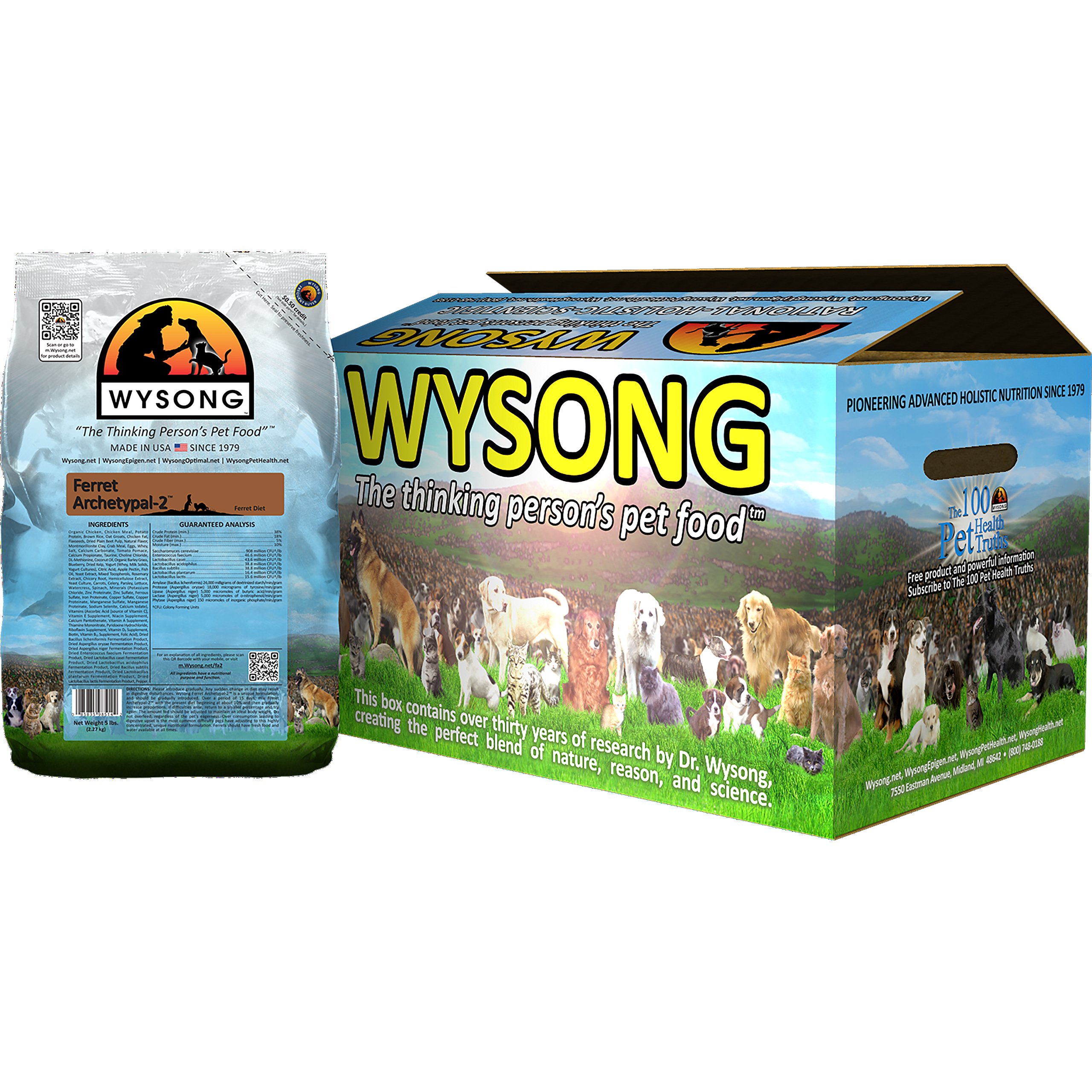 Wysong Ferret Archetypal-2 Dry Food - 5lb Bags (Pack of 4) | Premium Ferret Nutrition for Optimal Health | Ideal for Daily Feeding & Long-Term Storage