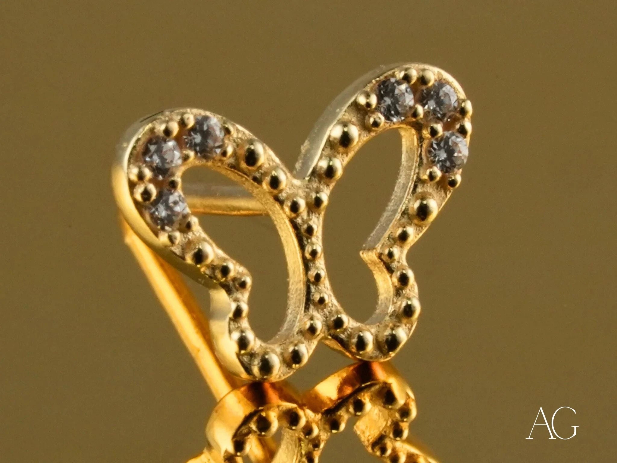18K Gold CZ Butterfly Stud Earrings for Women - Elegant Cubic Zirconia Butterfly Jewelry - Perfect for Weddings, Parties & Everyday Wear