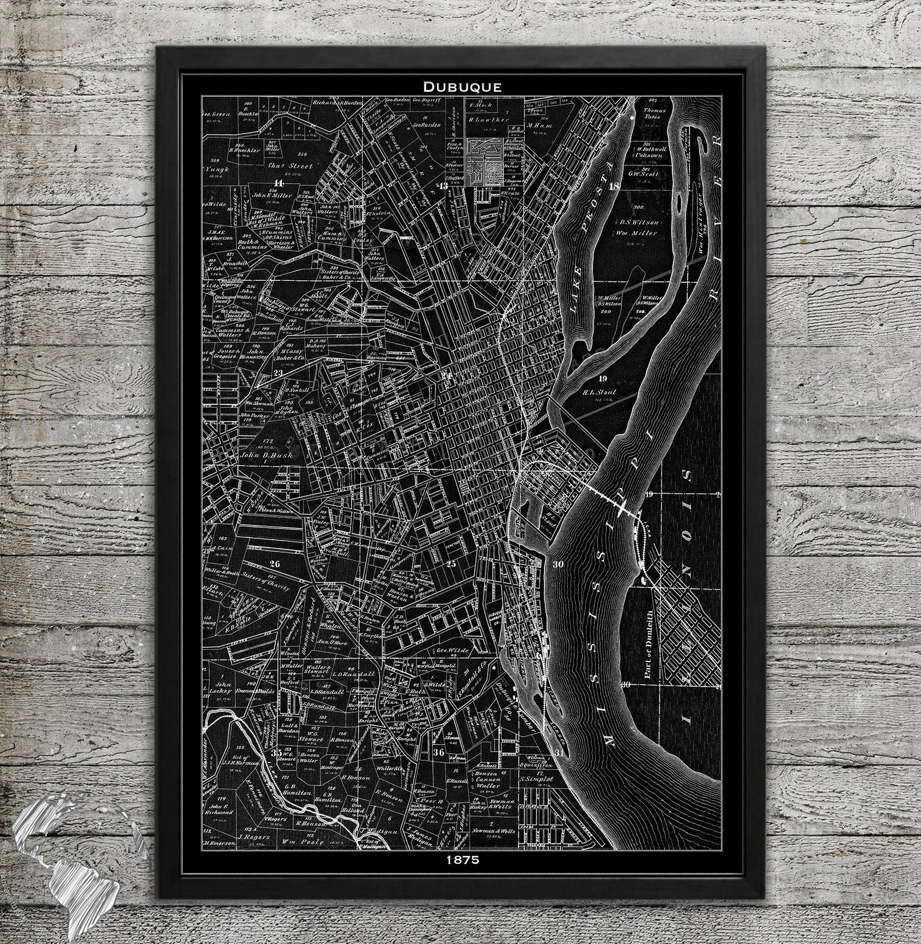 Dubuque Map Print - Wall Art for Home & Office Decor