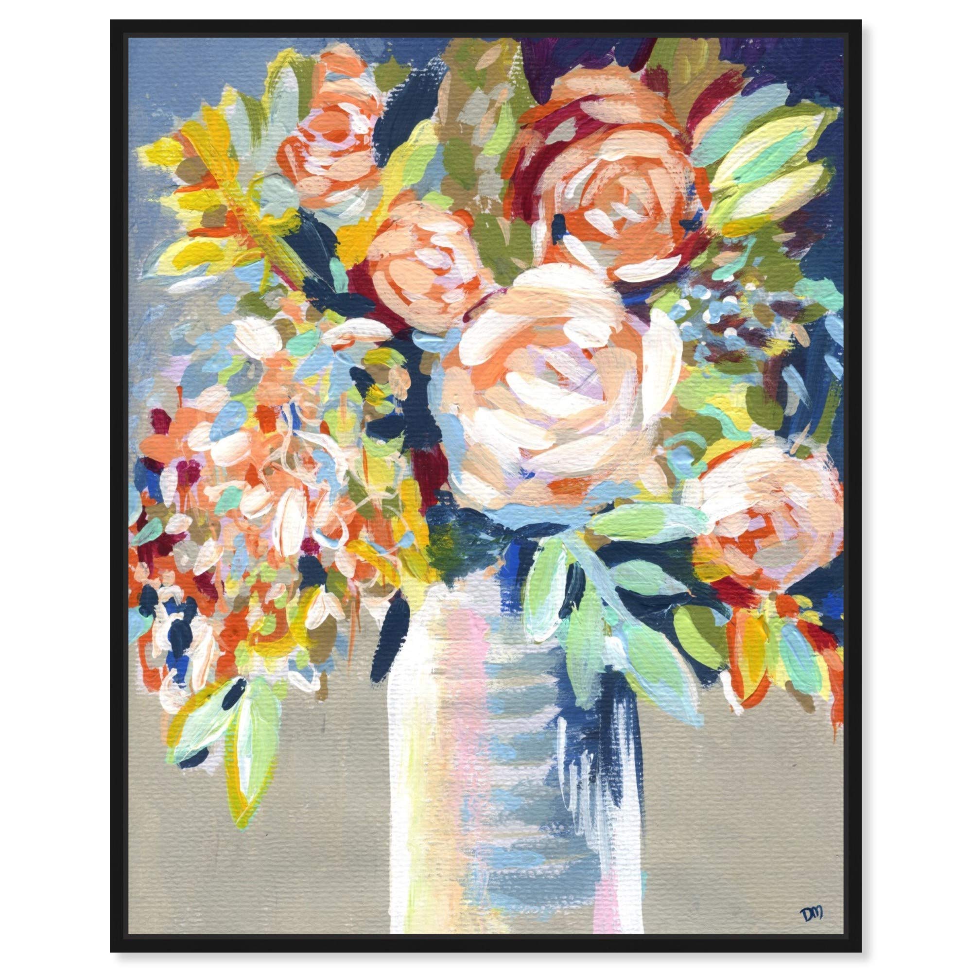 Oliver Gal Artist Co. 'Vitale' Floral & Botanical Framed Wall Art Canvas Prints - Elegant Home Decor for Living Room, Bedroom & Office