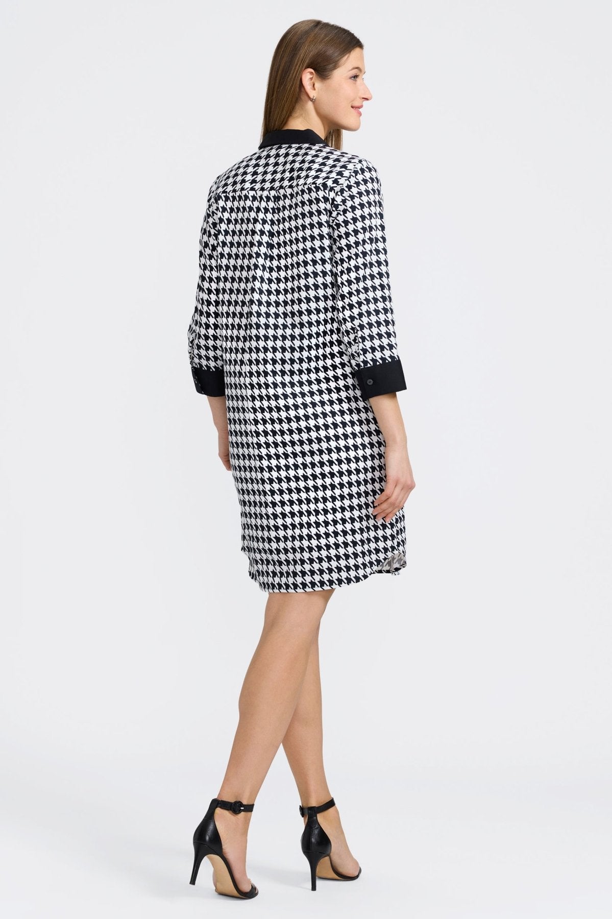 Sloane Classic Houndstooth 3/4 Sleeve Women's Dress - Elegant Office & Cocktail Party Attire