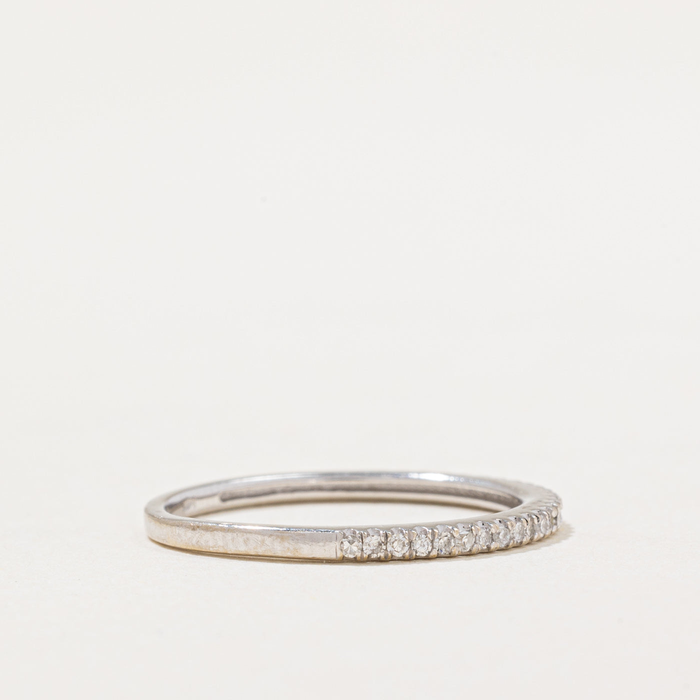 Semi Eternity Diamond Wedding Band Ring - 0.14ctw Round Cut Diamond Ring - Size 6.5 - Perfect for Anniversary, Engagement & Bridal Jewelry Gifts