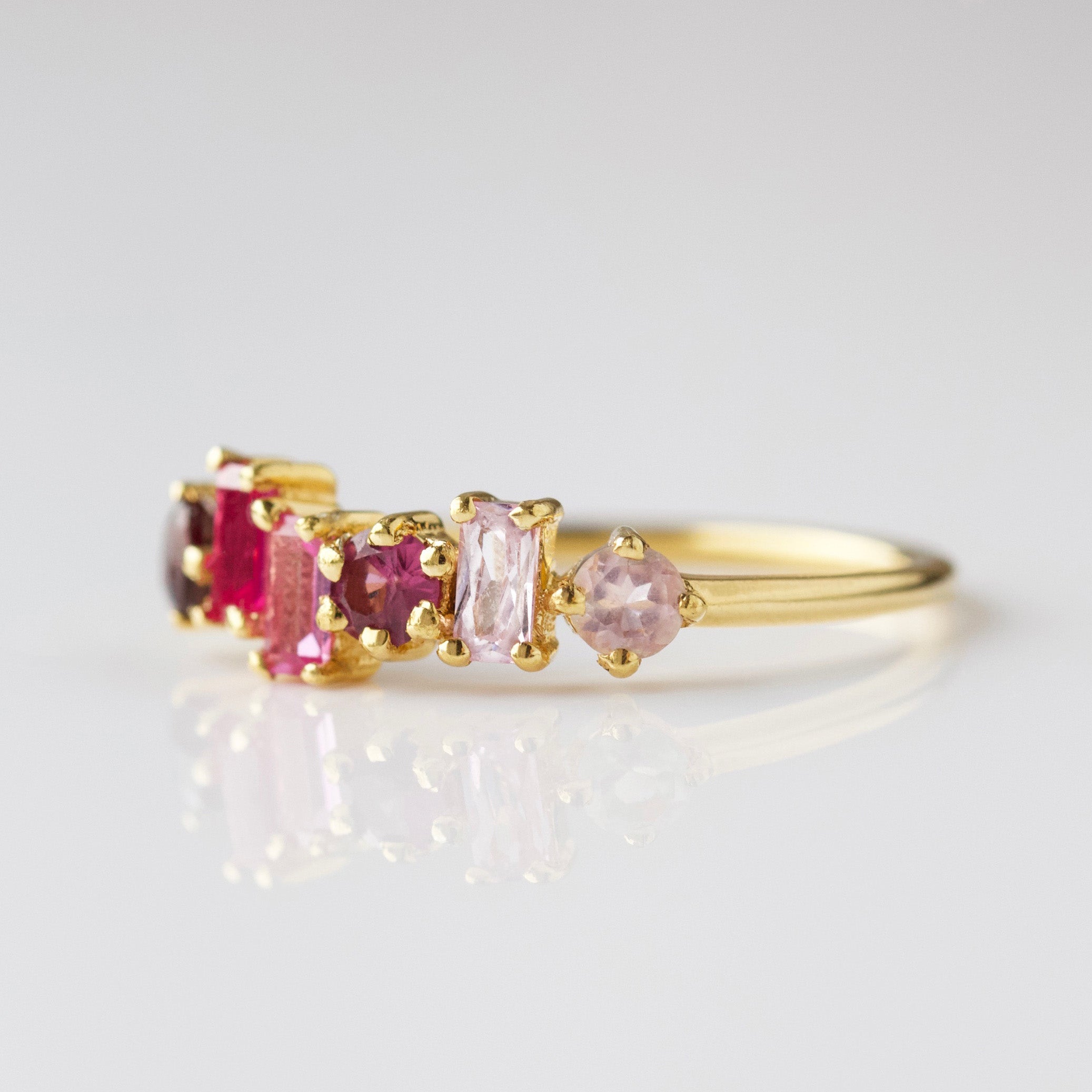 Elegant Pink Ombre Semi-Precious Stone Ring for Women - Perfect for Garden Parties, Weddings & Special Occasions