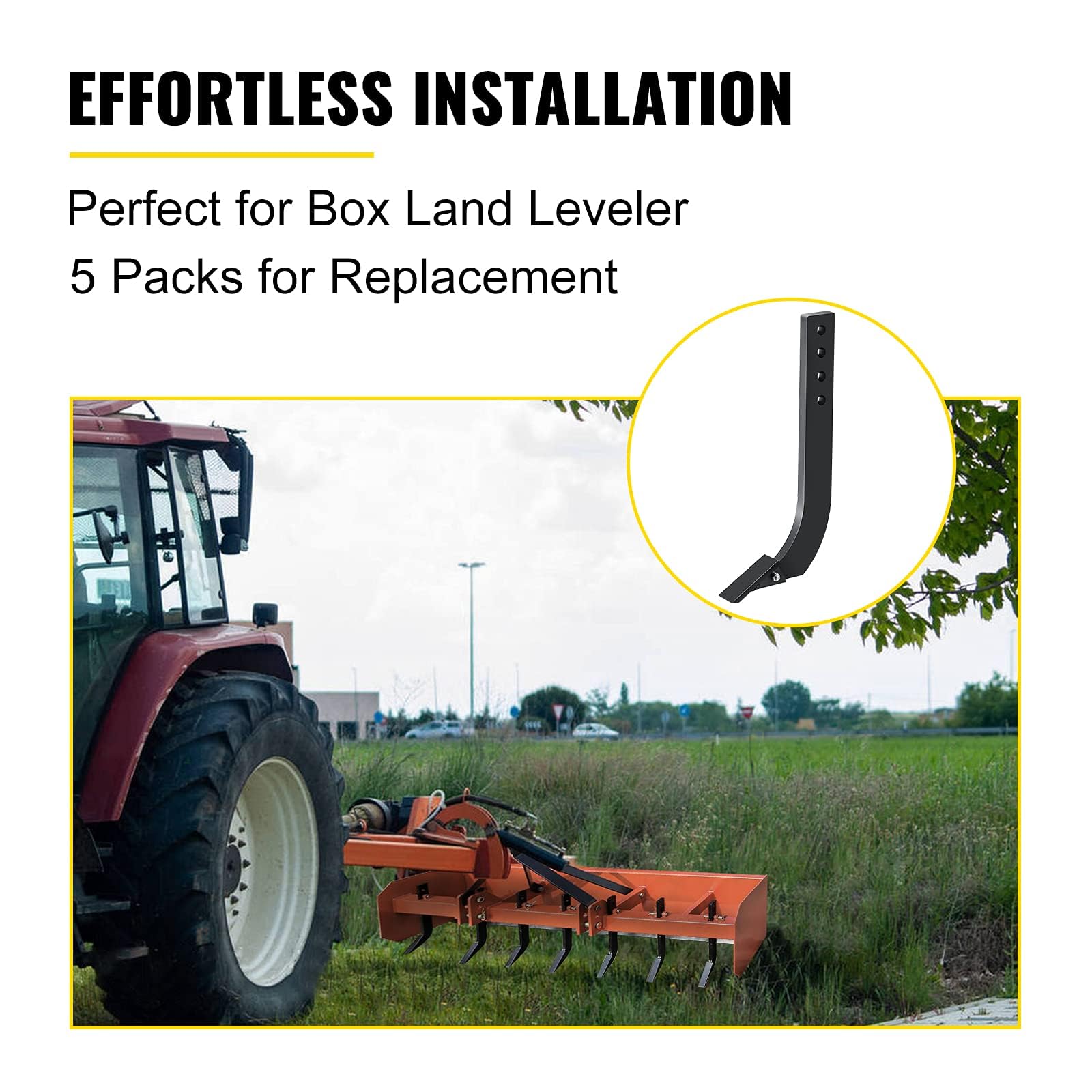 VEVOR 18'' Box Blade Shank with Removable Tapered Teeth & Pins - 5PCS Adjustable Scarifier Shank for Box Scraper Replacement, Digging & Plowing - Perfect for Landscaping, Soil Preparation & Agricultural Work