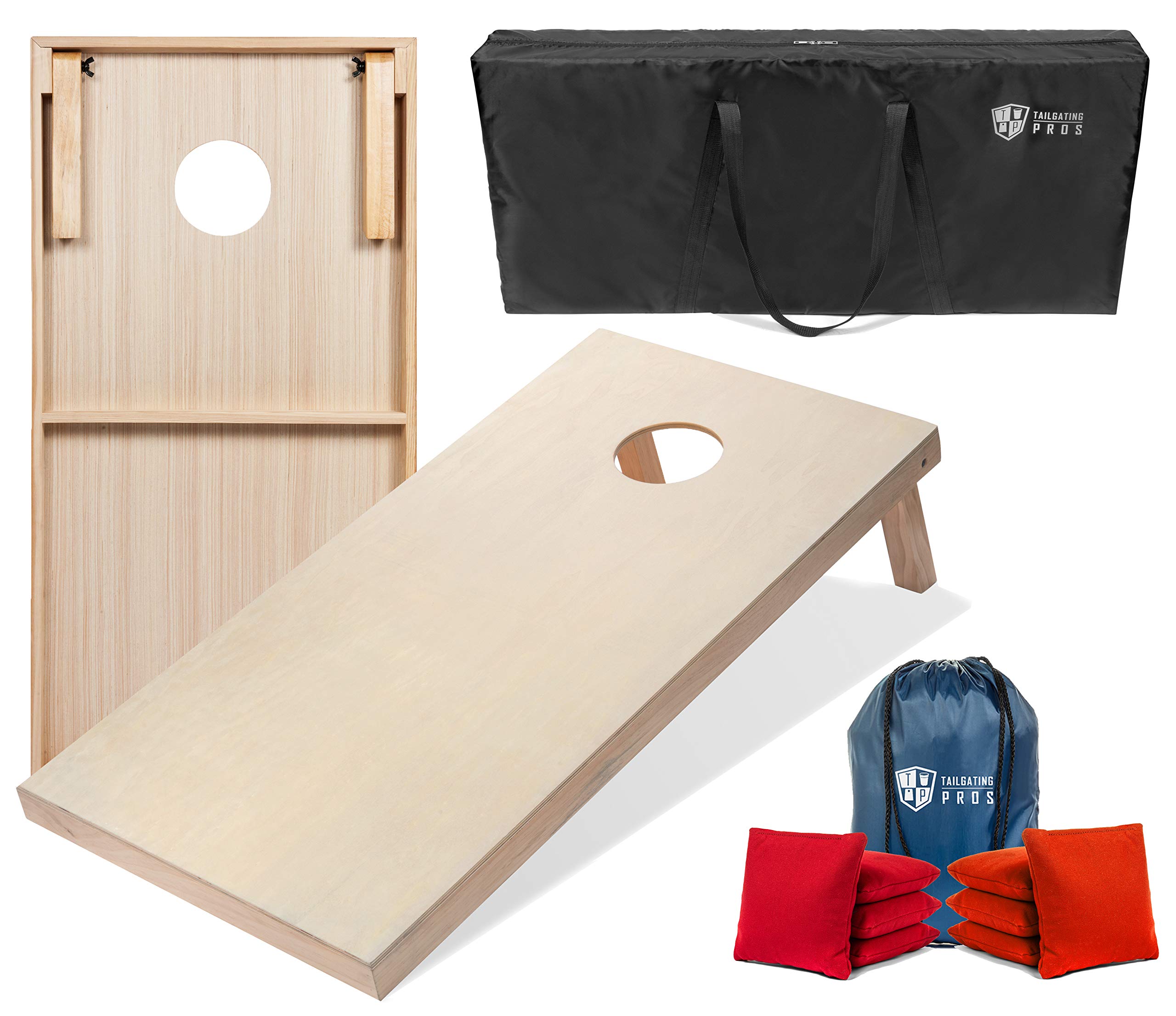 Premium Cornhole Game Set - 4'x2' & 3'x2' Regulation Size Cornhole Boards with Carrying Case & 8 Bean Bags - 150+ Color Options (LED Lights Available) - Perfect for Tailgating, Backyard Parties, BBQs and Outdoor Family Fun