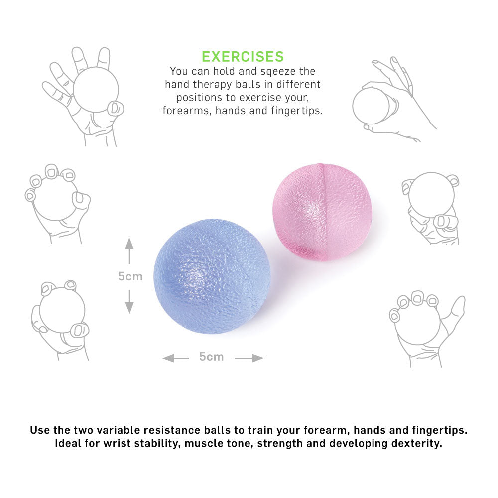 66Fit Hand Massage Therapy Ball Set of 2 - Relieve Stress & Improve Grip Strength - Perfect for Office, Gym & Home Use