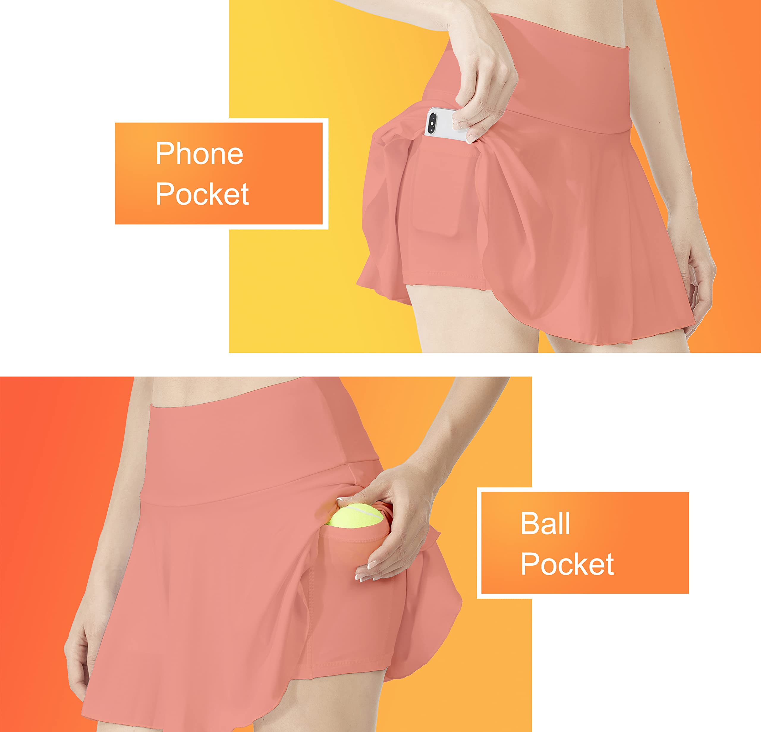 Women's Pleated Tennis Skirts with Pockets - Athletic Shorts Skorts for Golf, Running & Workout - Breathable Sports Skirt for Active Lifestyle & Gym Wear
