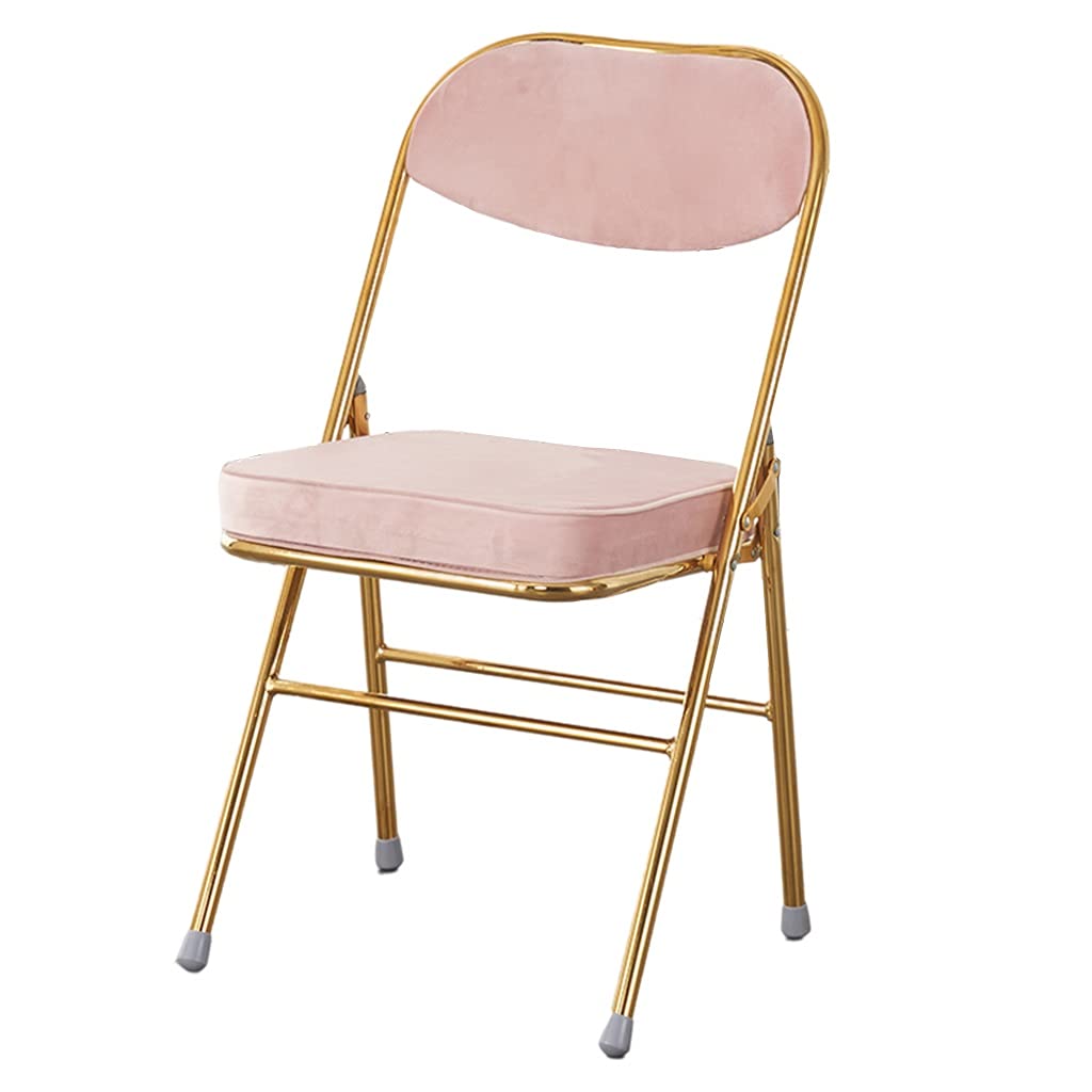 **Metal Triangle Support Folding Dining Chair with Backrest - Portable Conference, Computer & Public Rest Chair - Pink (Size: 46x38x84cm) - Ideal for Home, Office, Cafes & Outdoor Events**