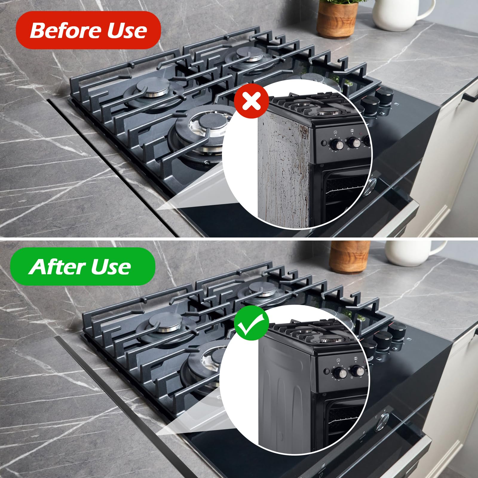 Stainless Steel Stove Gap Covers - Adjustable Range Trim Kit (13.8