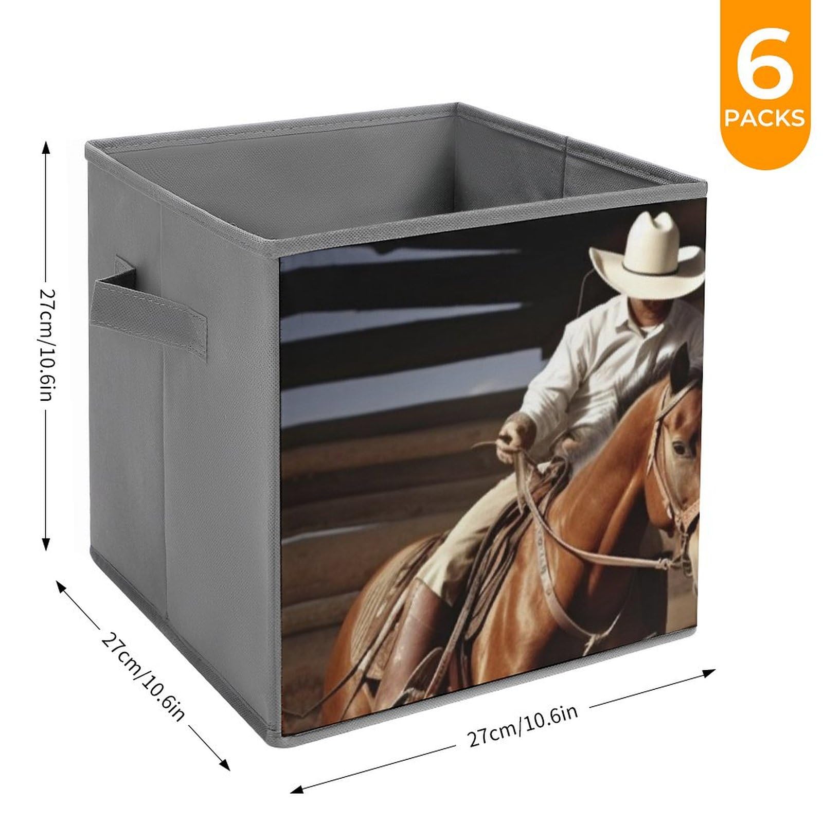 6-Pack American West Rodeo Collapsible Storage Bins with Handles - Large Closet Organizer, Clothing Storage Boxes for Home & Office Organization | Perfect for Bedroom, Closet, Laundry Room & Kids' Toy Storage