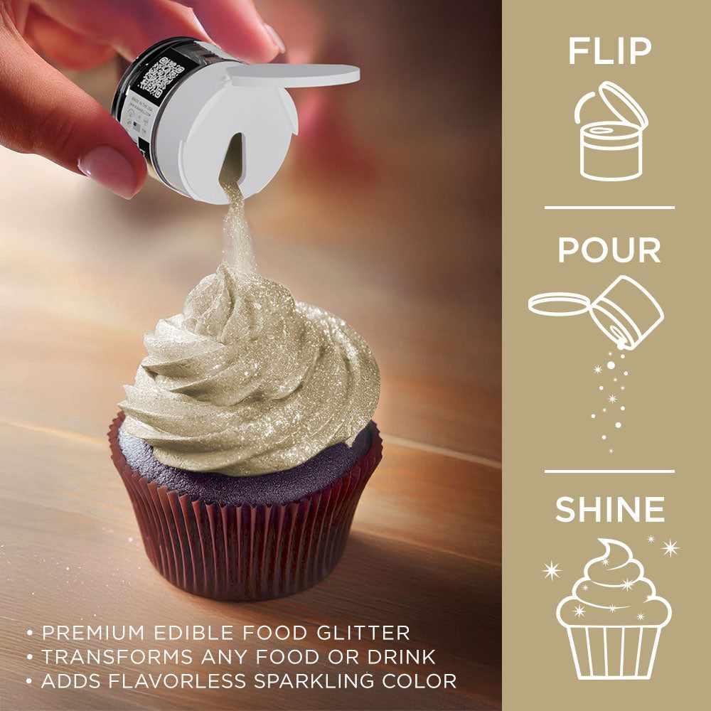 Champagne Gold Edible Glitter for Baking & Cake Decorating - Tinker Dust® 5g Food Safe Sparkle Dust for Desserts, Cupcakes, Cookies & Cocktails