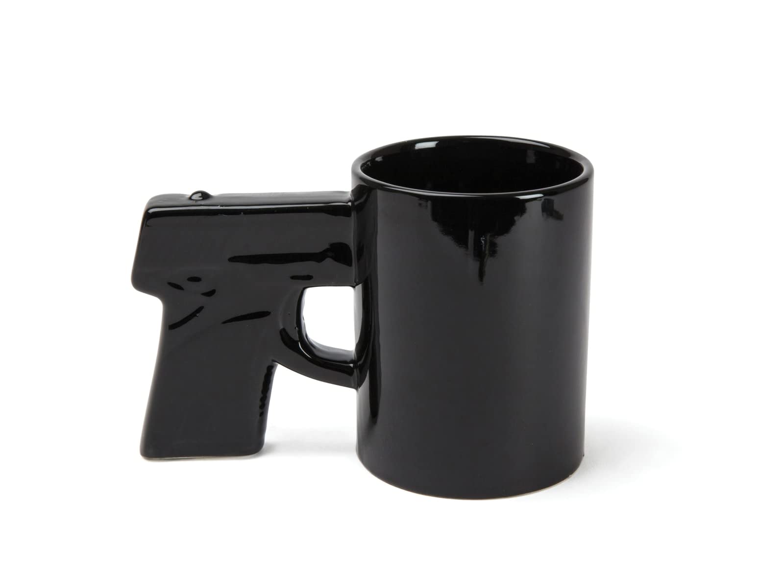 BigMouth Inc Gun Shaped Ceramic Coffee Mug - 14oz Novelty Pistol Cup for Men - Unique Coffee Gift for Gun Lovers - Perfect for Office, Home, or Camping Use