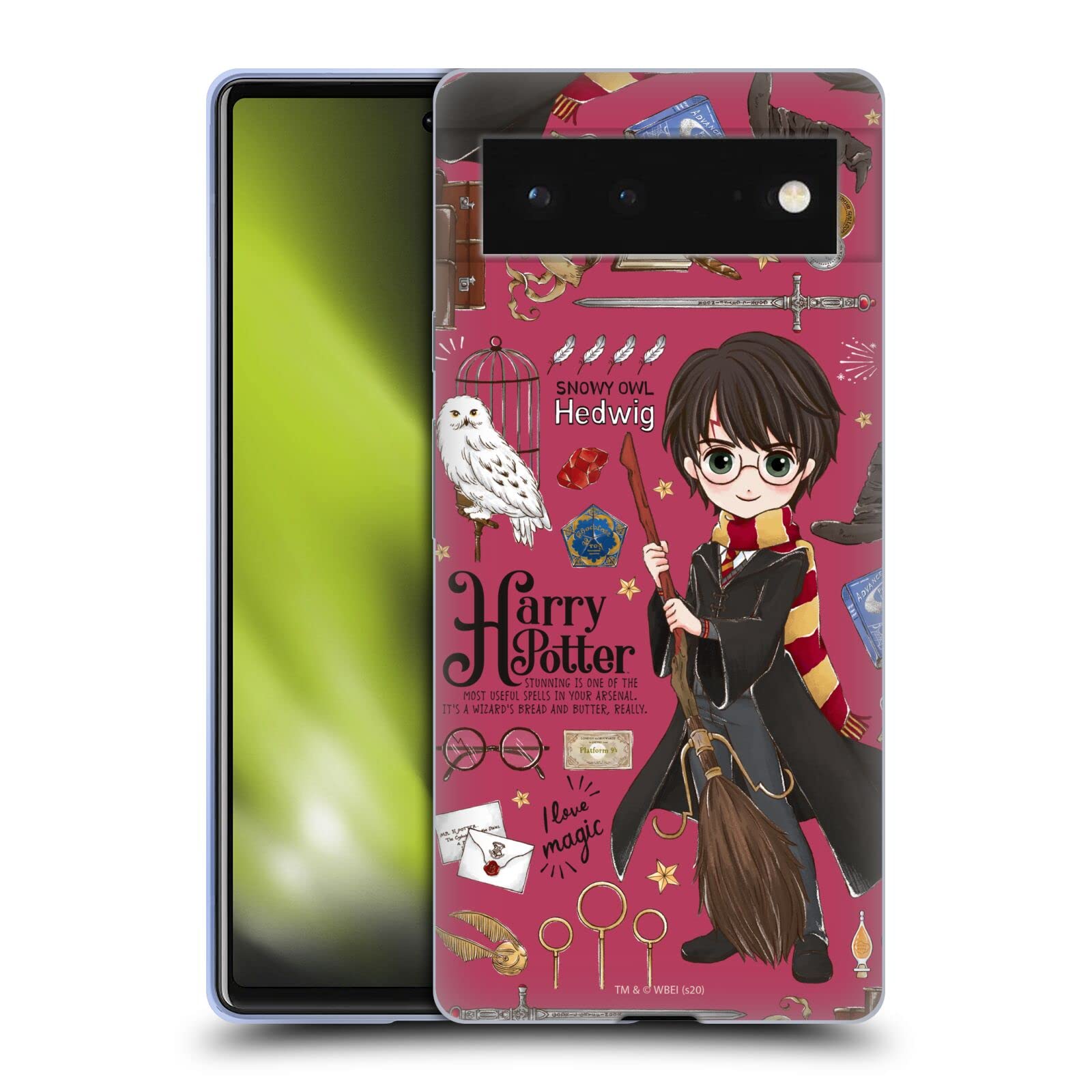 Harry Potter Deathly Hallows Soft Gel Case for Google Pixel 6 - Premium Licensed Phone Cover for Wizards