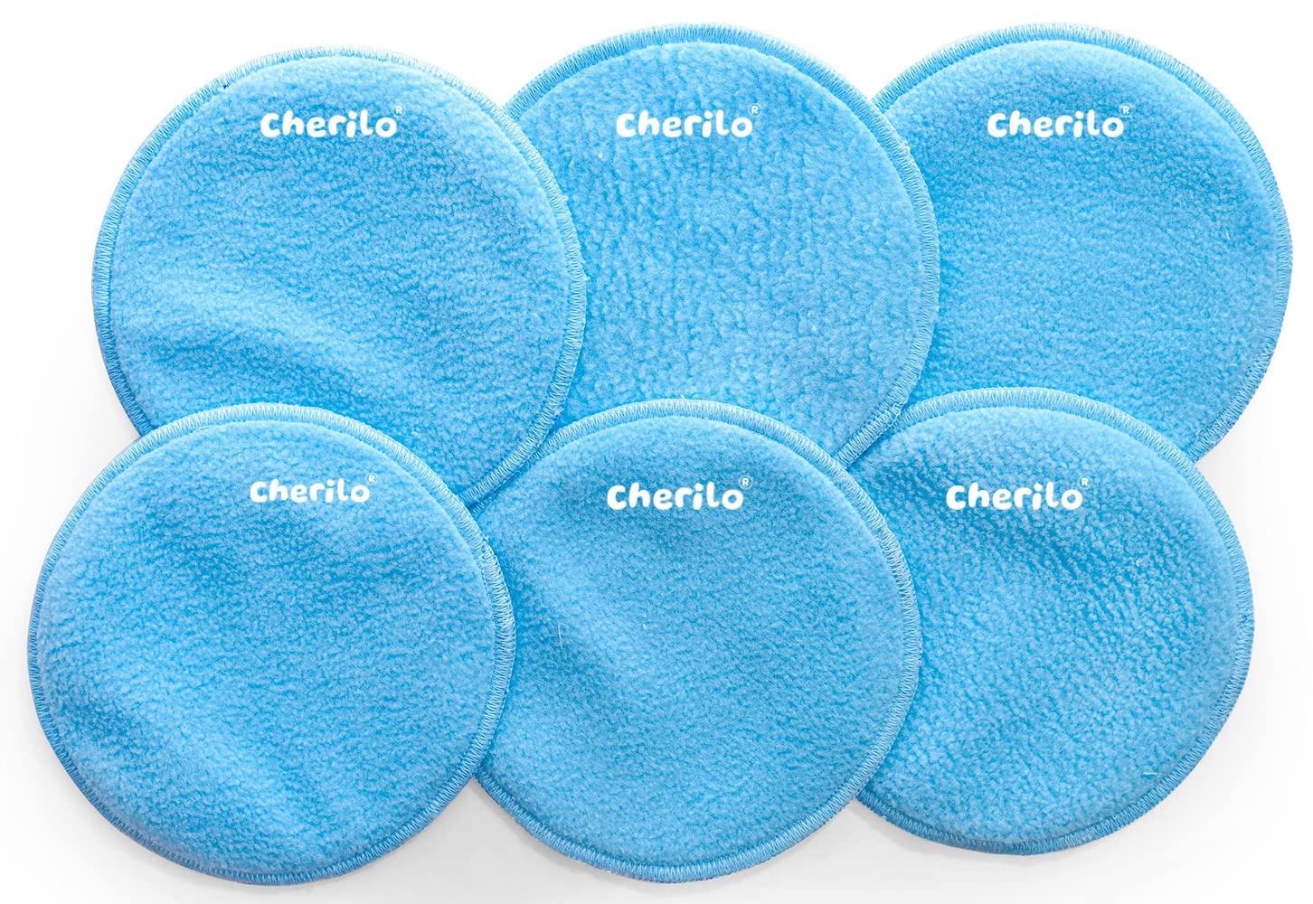 Cherilo Reusable Nursing Pads for Breastfeeding - Ultra Absorbent Washable Breast Pads for Women, 3-Layer Overnight Protection, Skin-Friendly & Leak-Proof (Sky Blue, 6 Pack) - Perfect for Daily Use, Nighttime Comfort & Active Moms